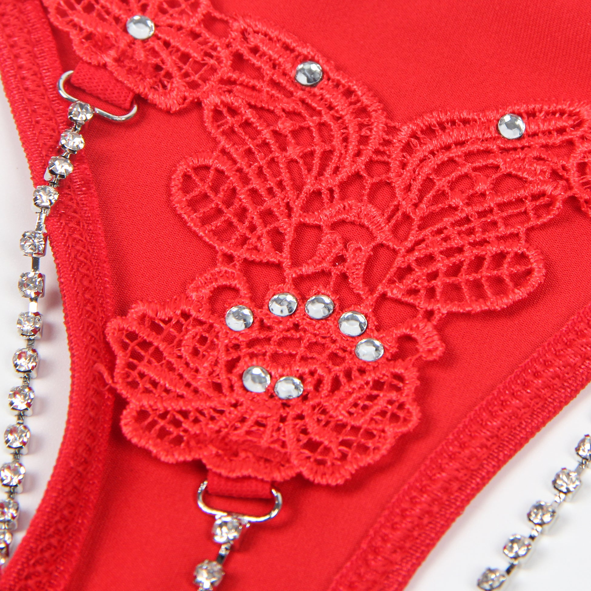 Sexy Red Floral G-string With Bead