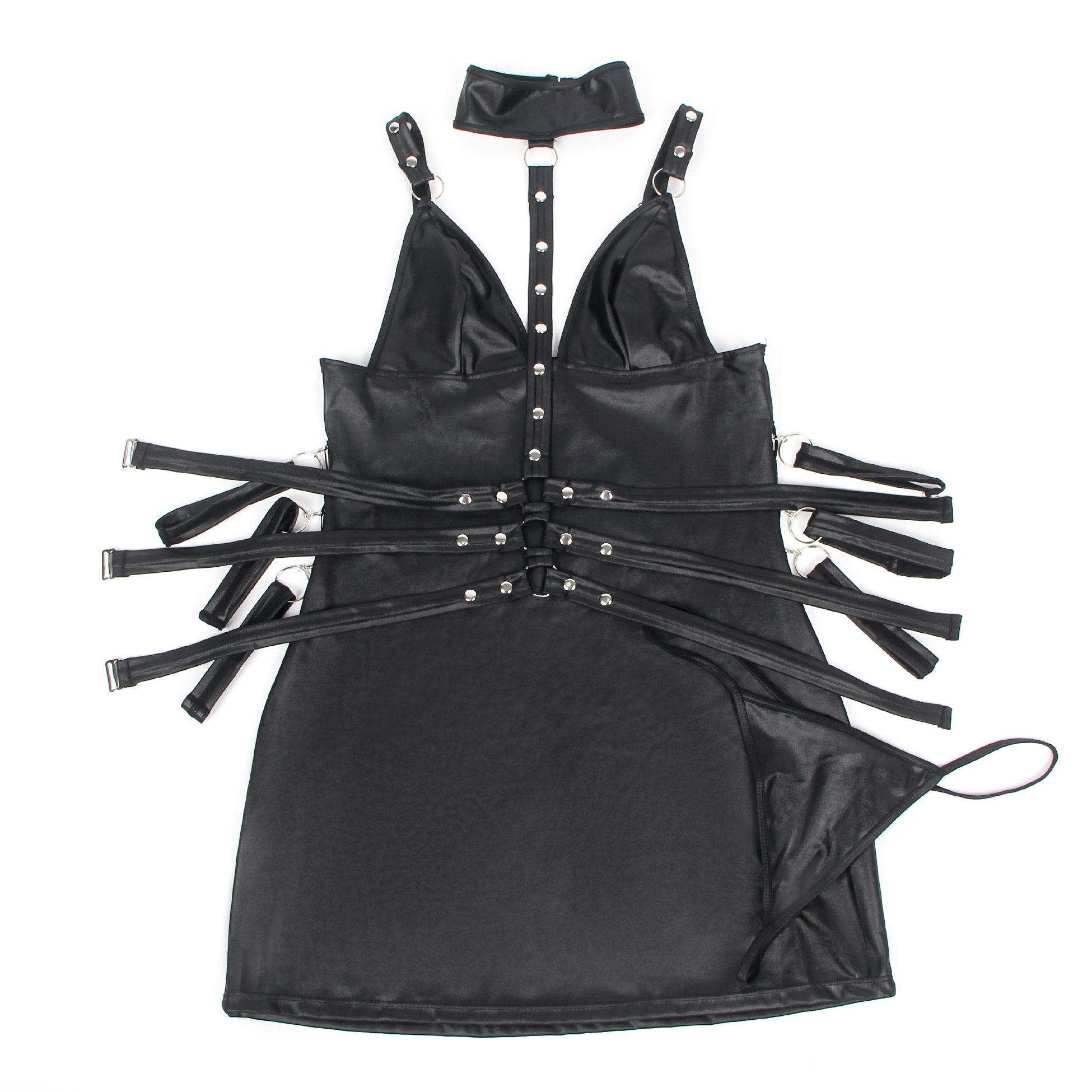 Black Sexy Bondage Faux Leather Lingerie