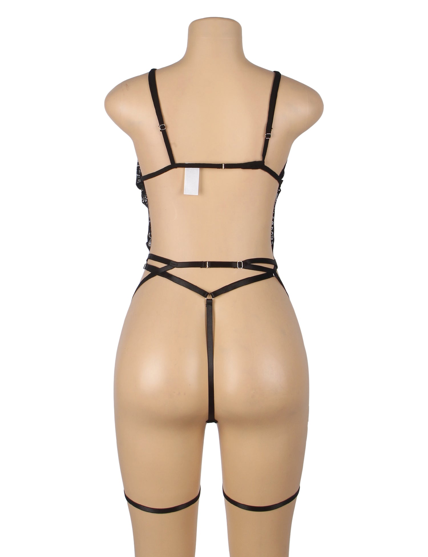 Black Sexy Lace See Through Police Cosplay Bondage Bodysuit Lingerie