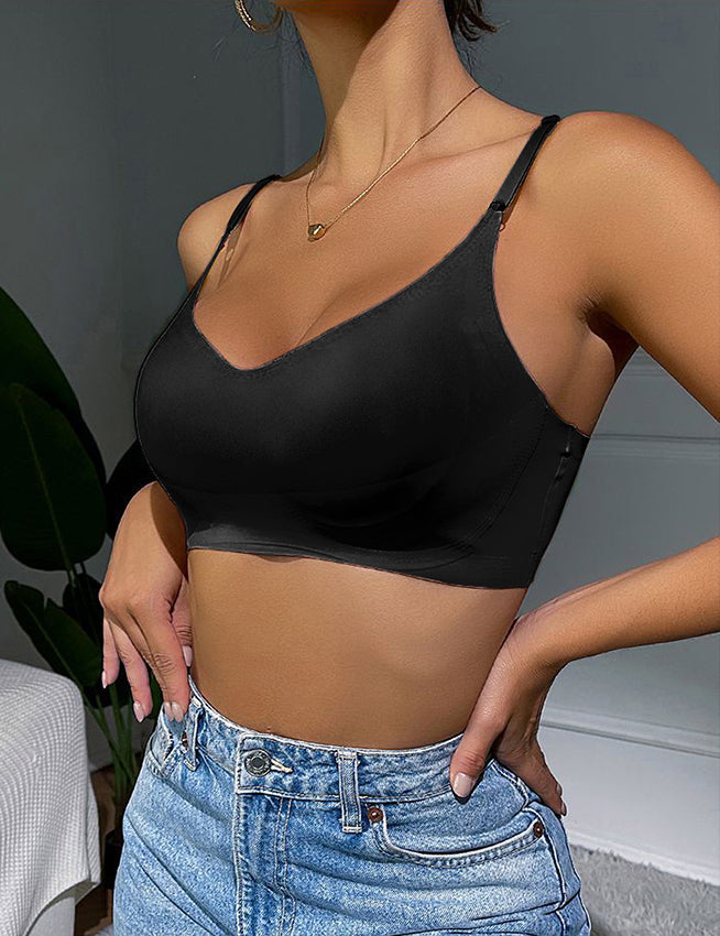 Black Ice Silk Seamless Bra With Removable Chest Pad
