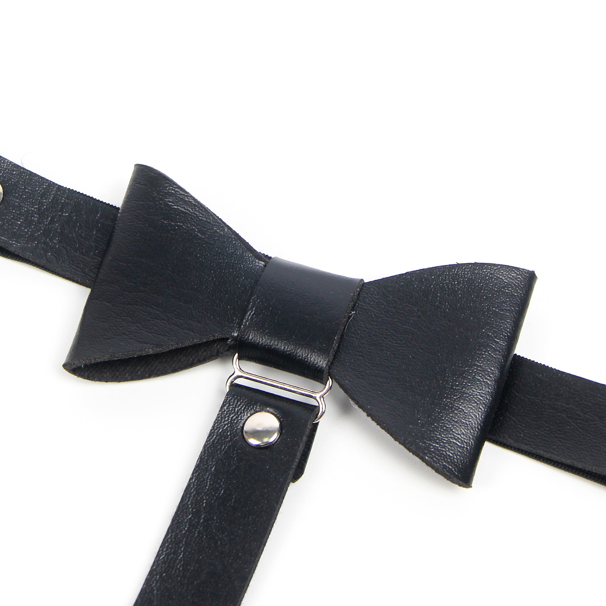 Black Bow Faux Leather Adjustable Studded Punk Leg Rings Garter Clips