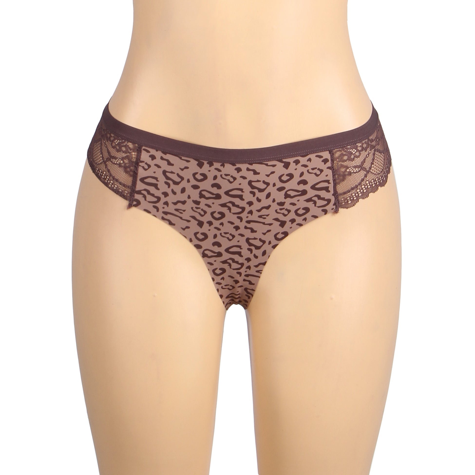 Lace Leopard Print Ice Silk Women Seamless Underwear