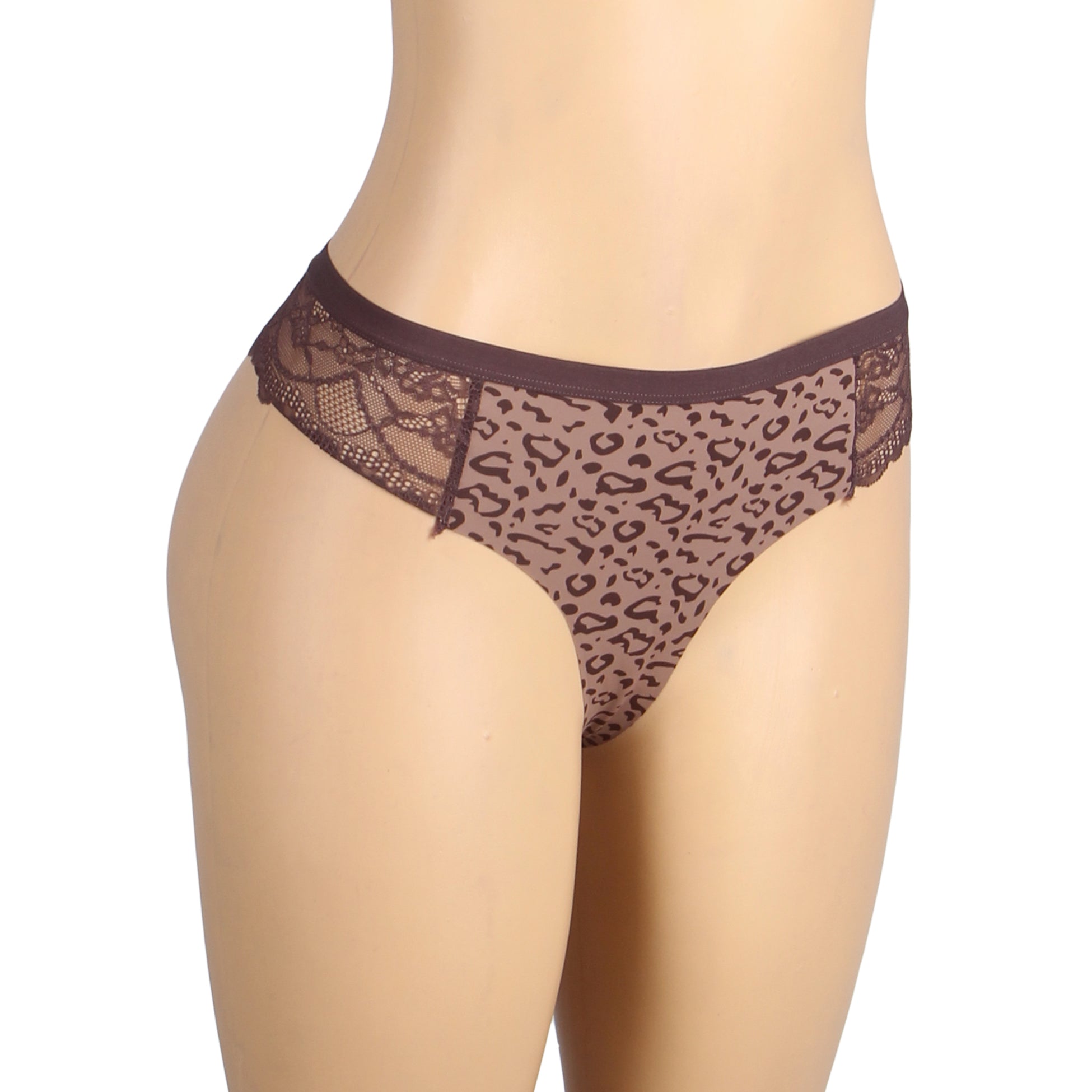Lace Leopard Print Ice Silk Women Seamless Underwear