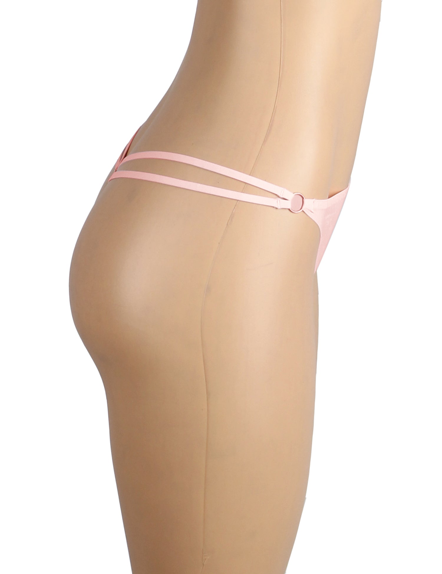 Pink Sexy Seamless Panty With Buckles Decoration