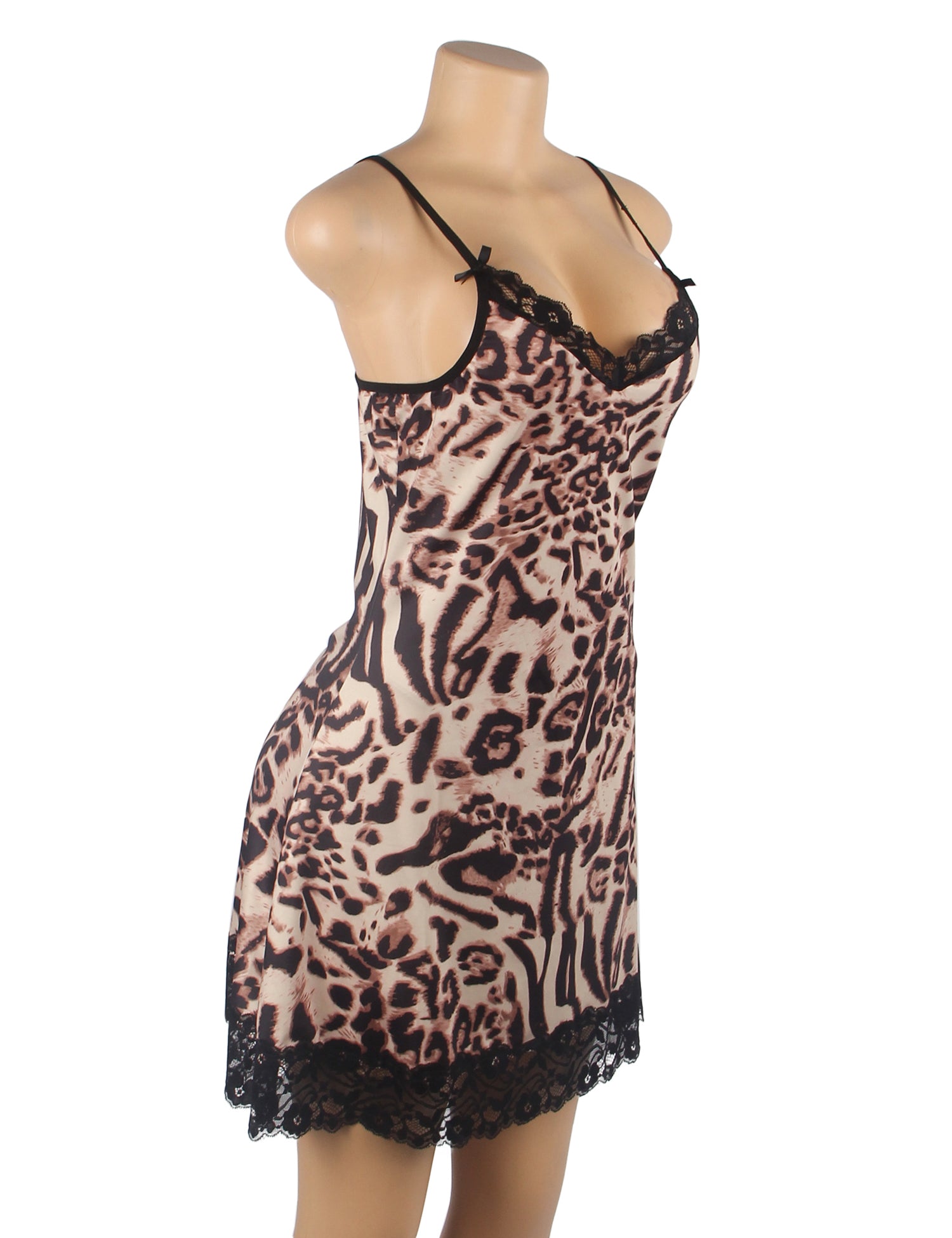 Leopard Print Lace Floral  Sexy Babydoll