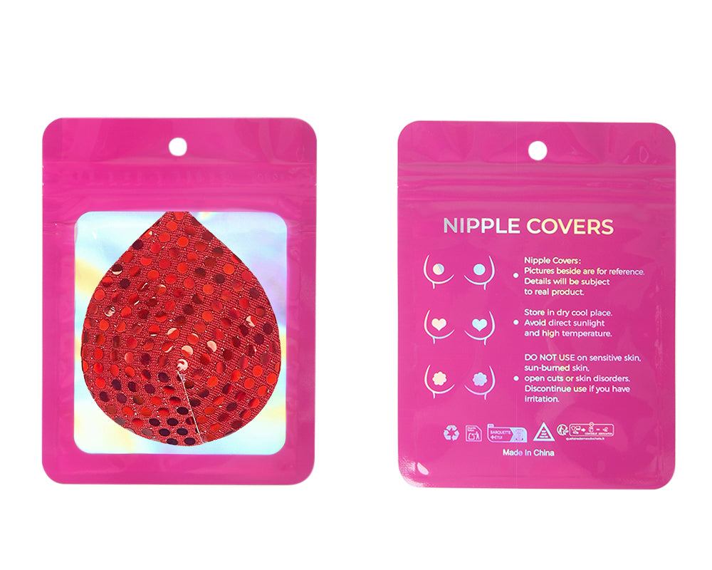 Red Sequin Water Droplets Reusable Nipple Covers