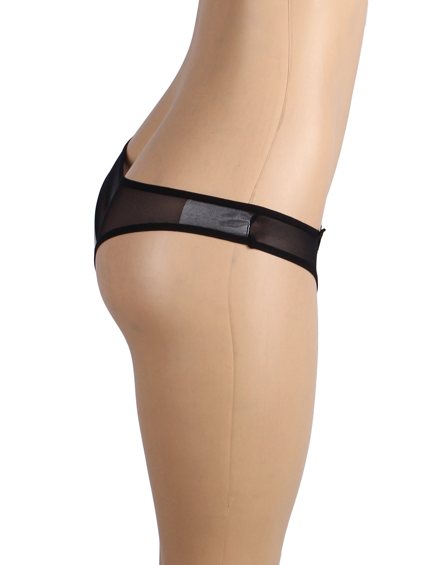 Black Sexy Imitation Pearl Crotchless Panties For Women