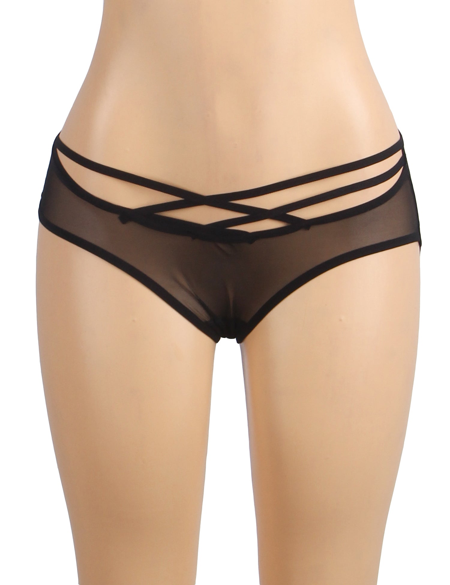 Black Mesh Lace Cross Straps Sexy Women Underwear