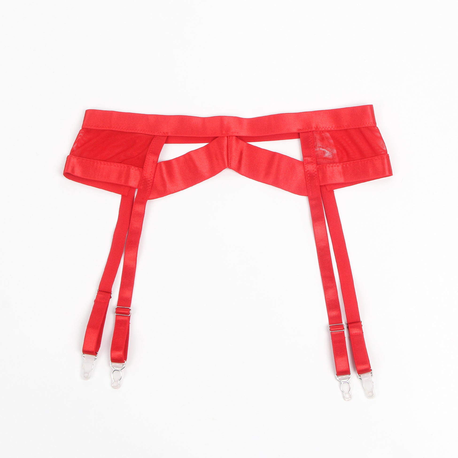 Red Bondage Garter Belt Bra Set