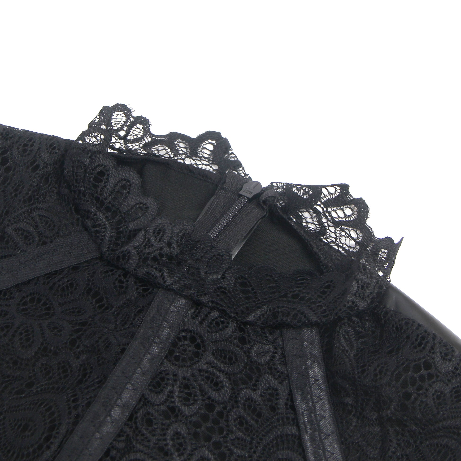Black PU Leather Lace Sexy Lingerie