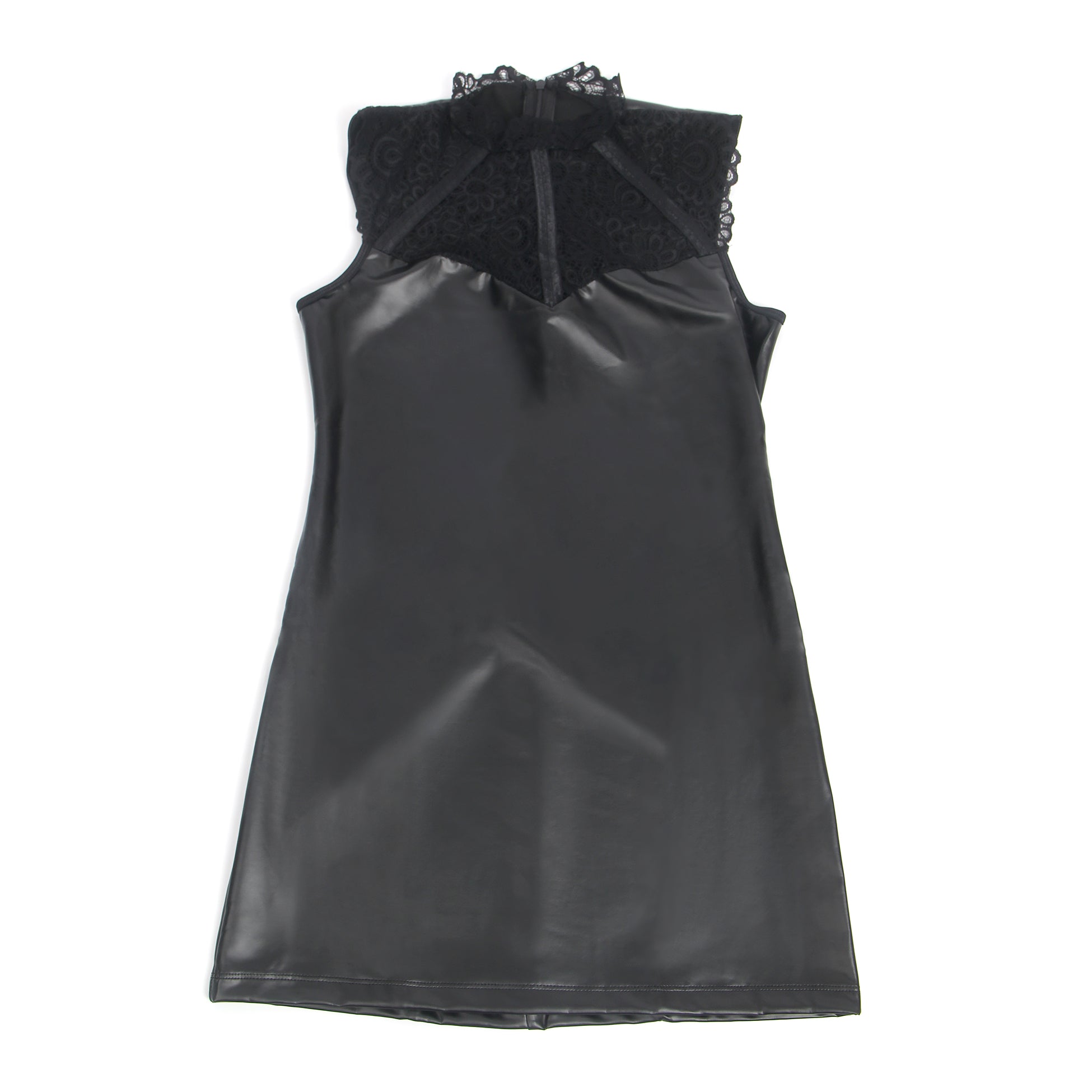 Black PU Leather Lace Sexy Lingerie