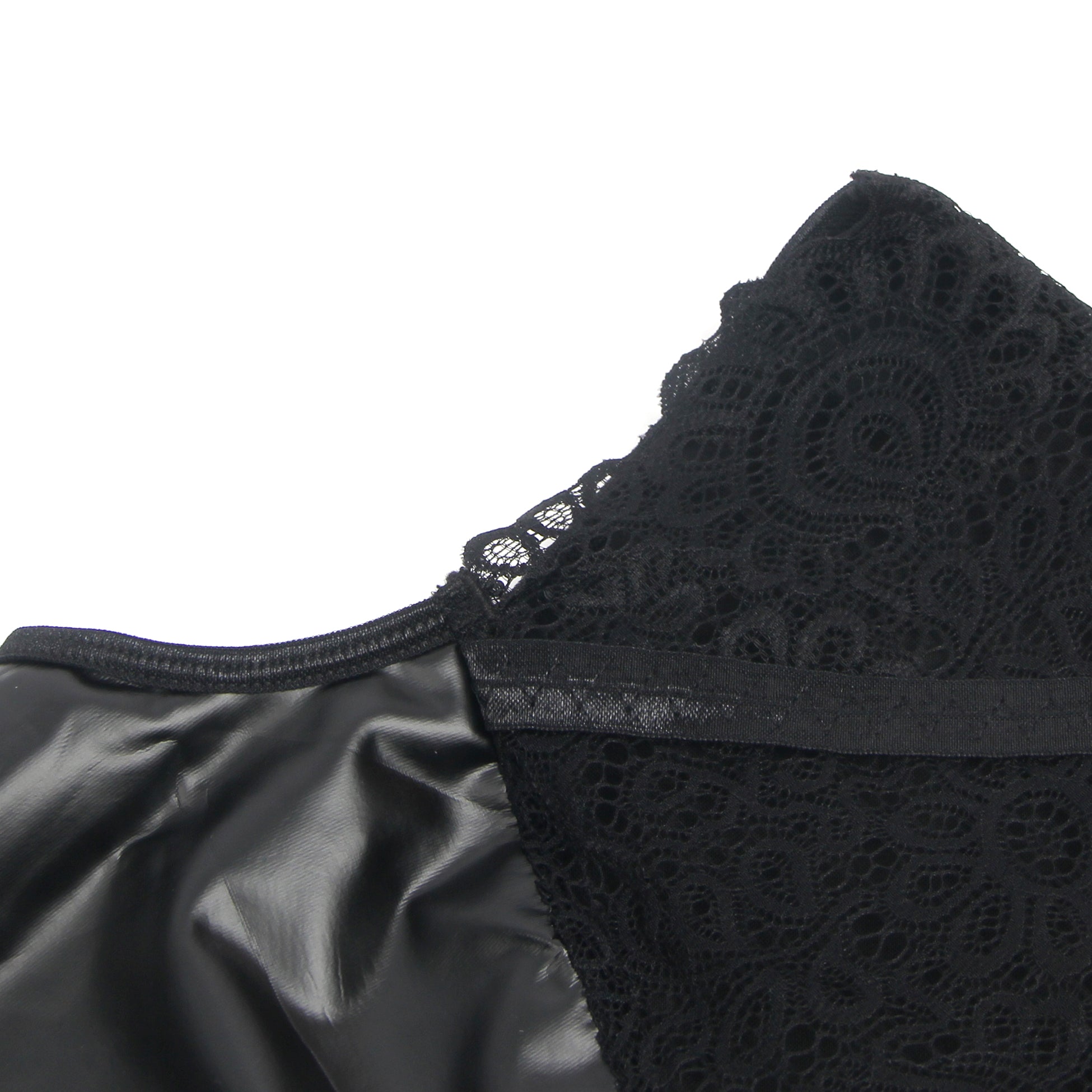 Black PU Leather Lace Sexy Lingerie