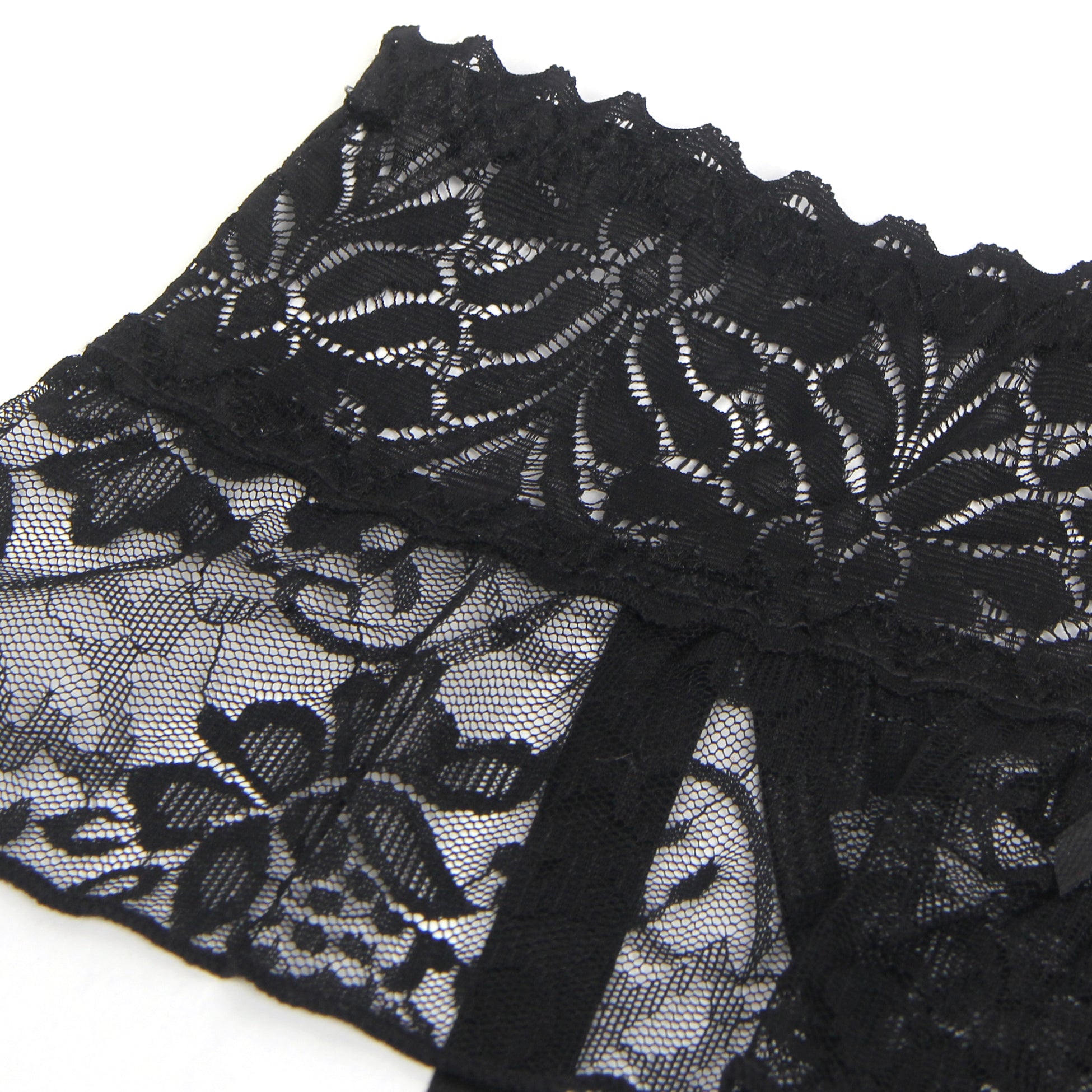 Black Sexy Lace Garter Panty With Metal Buckles