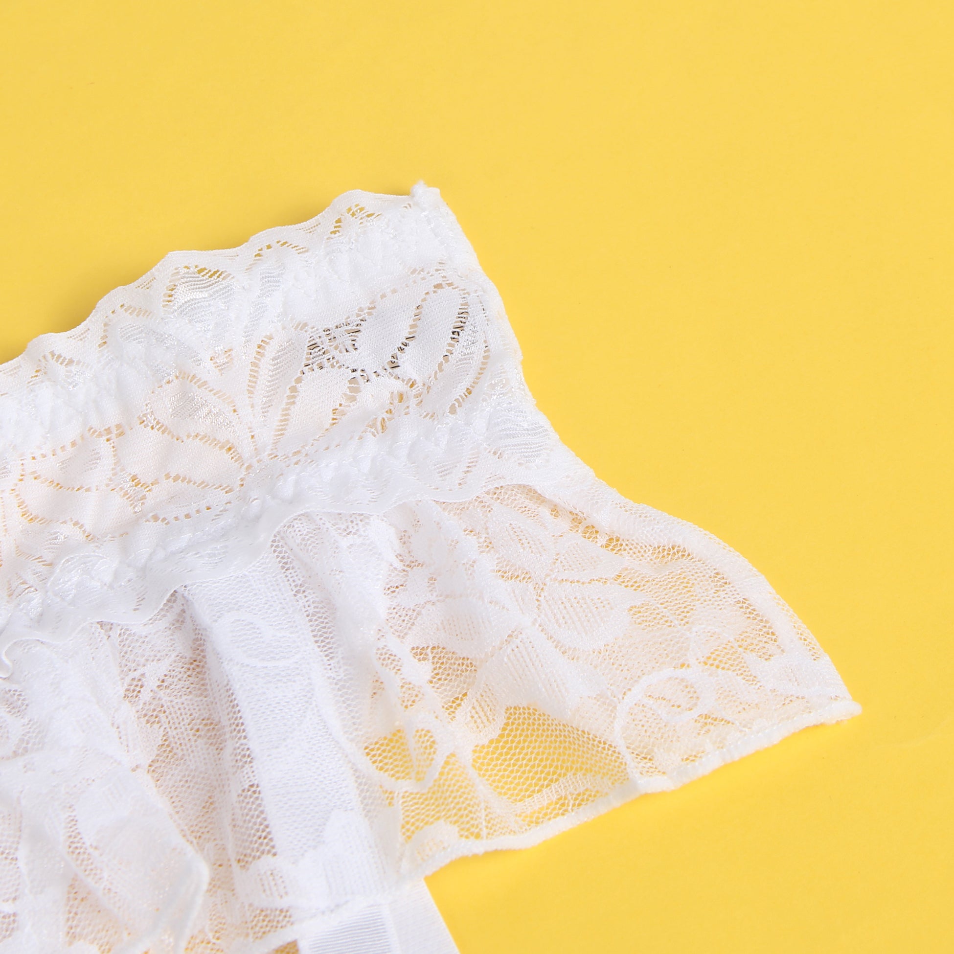 White Sexy Lace Garter Panty With Metal Buckles