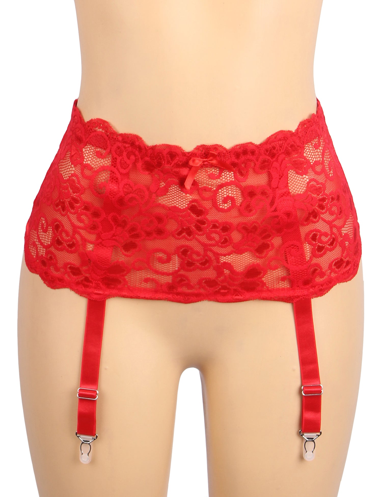 Red Sexy Lace Garter Belt With Metal Buckles