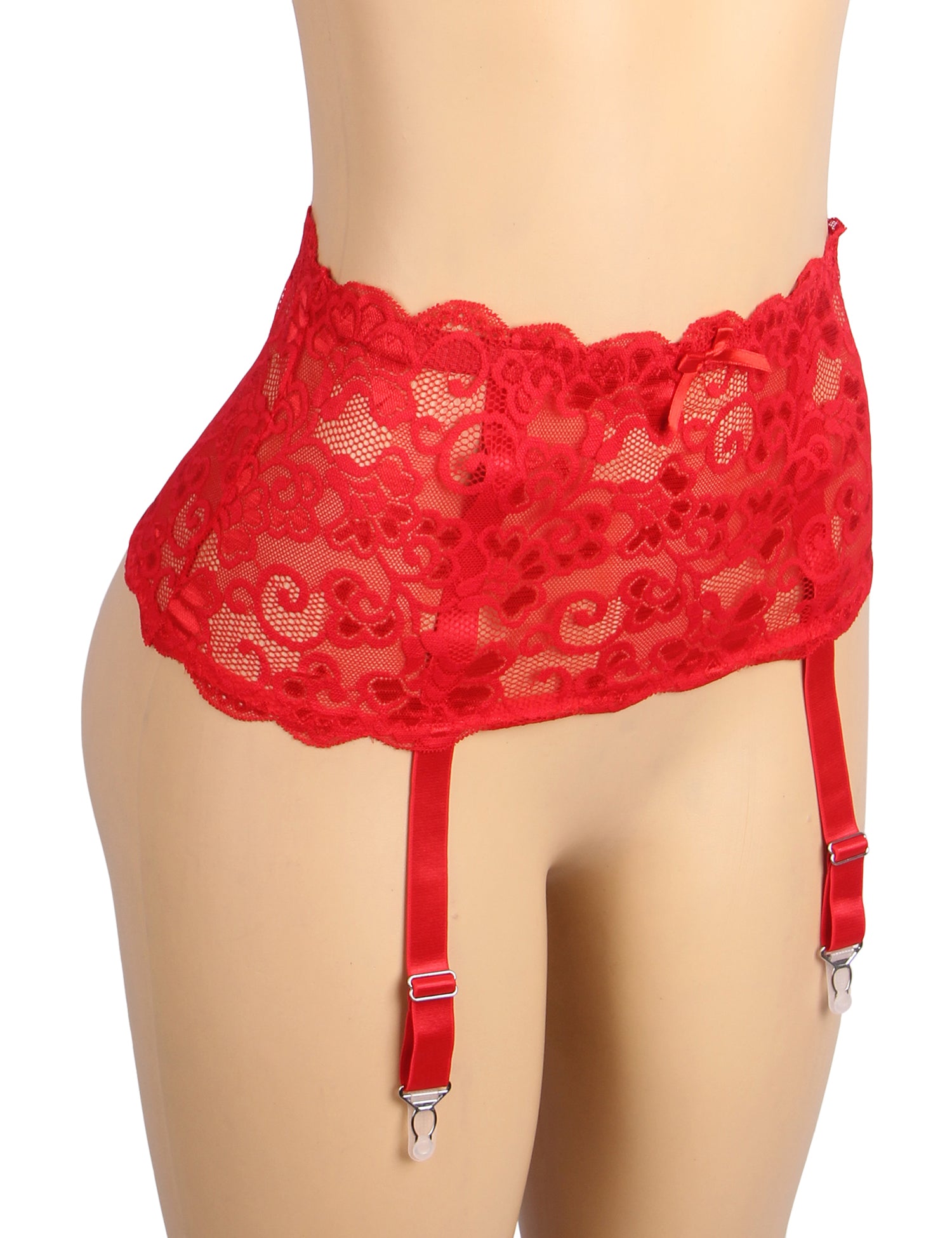 Red Sexy Lace Garter Belt With Metal Buckles