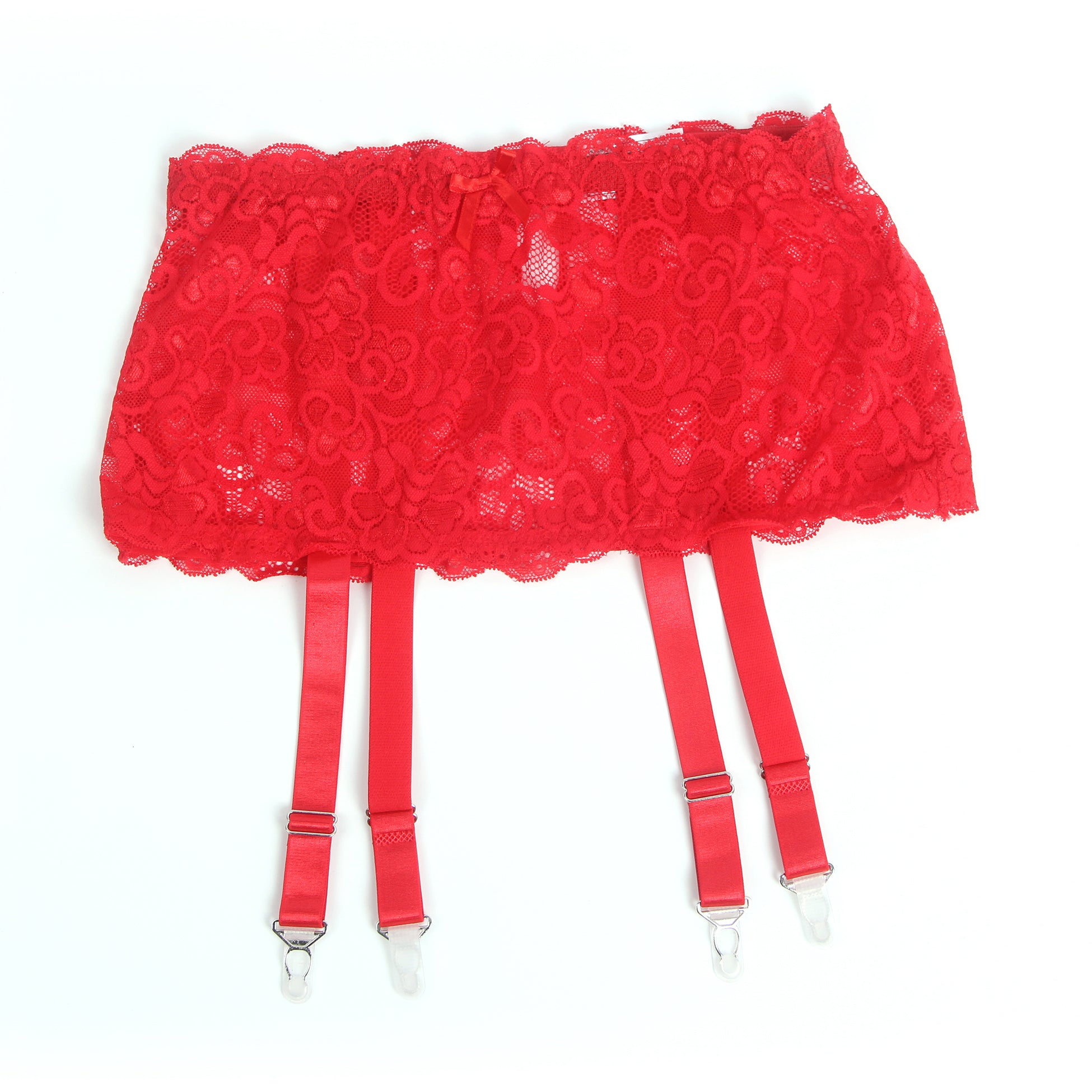 Red Sexy Lace Garter Belt With Metal Buckles