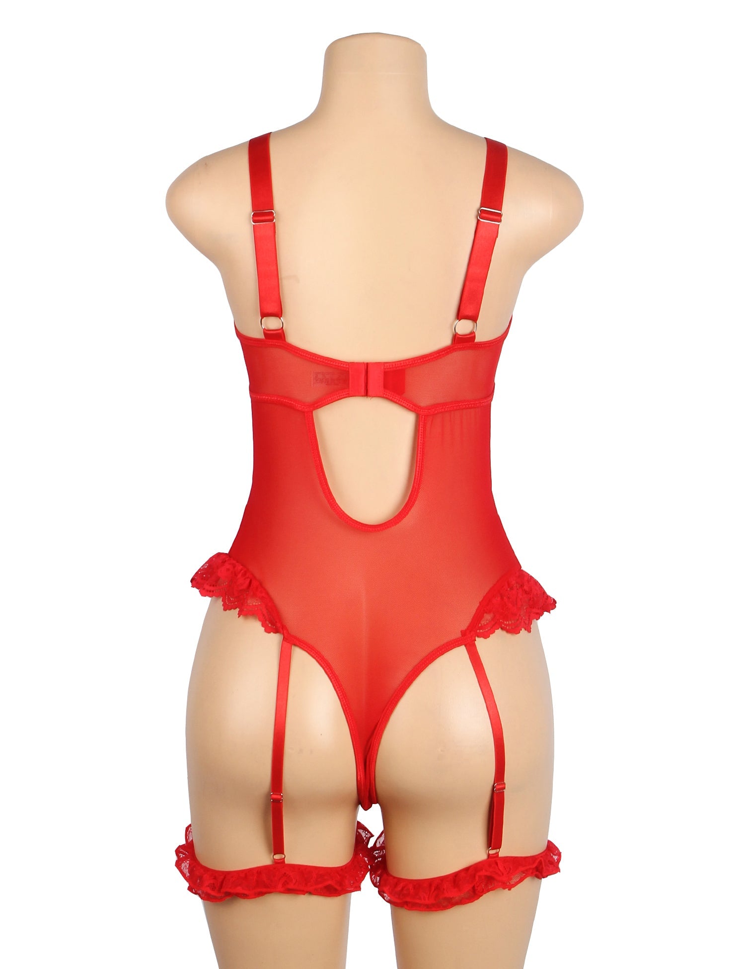 Red Sexy Slim Lace Garter Leg Ring Teddy