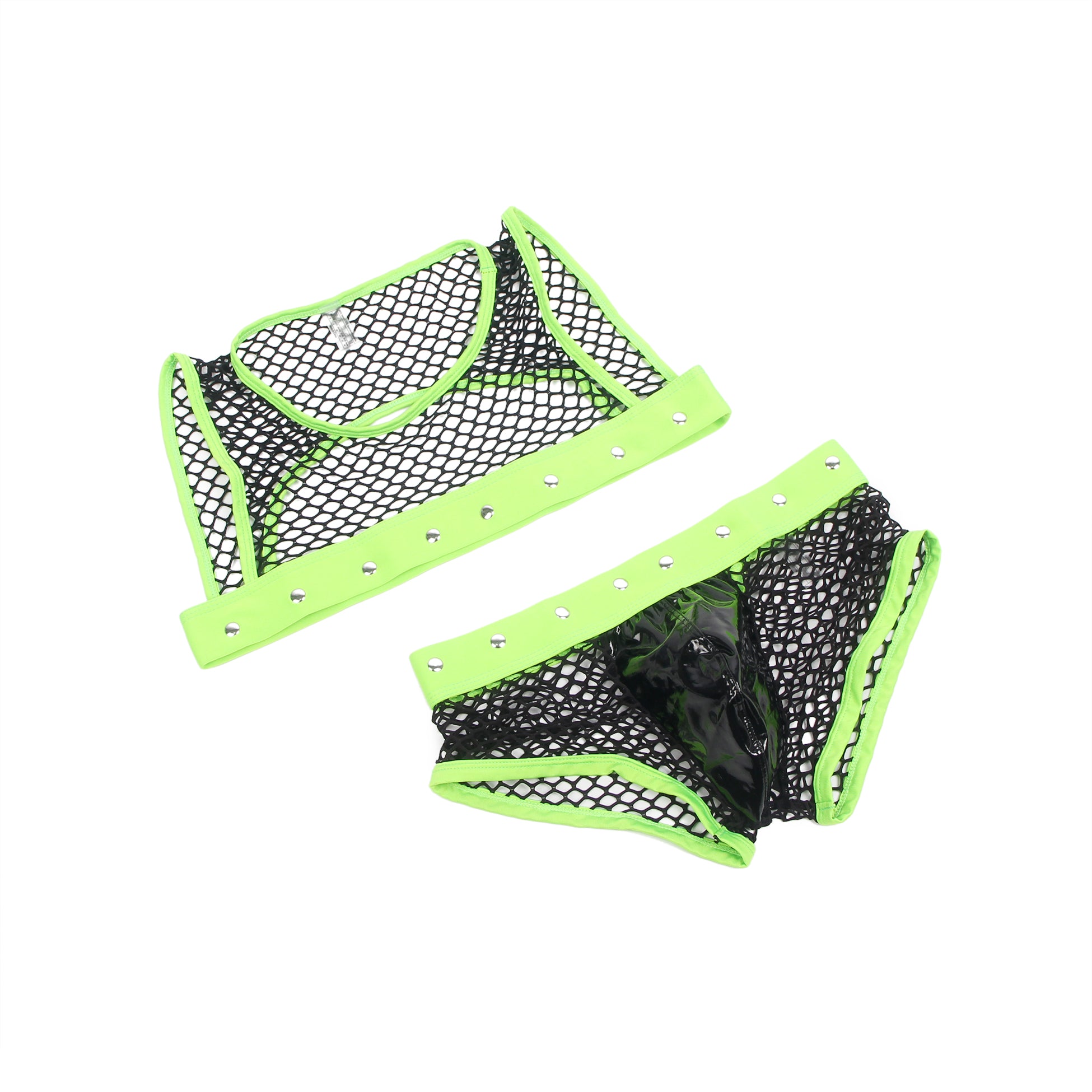 Green Men Sexy Fishnet See Through Lingerie Set