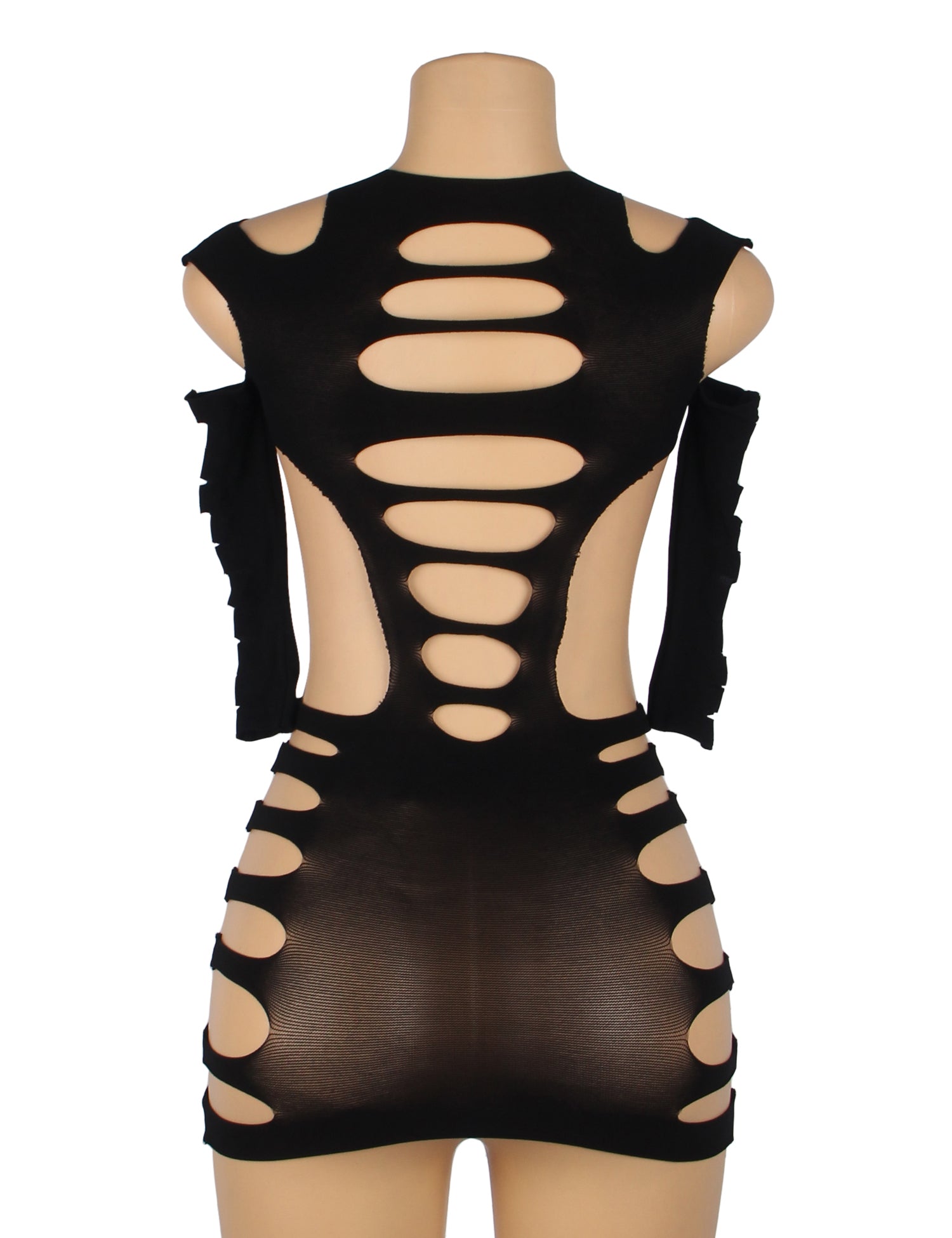 Black Sexy Long Sleeves Hollow Out Bodystocking