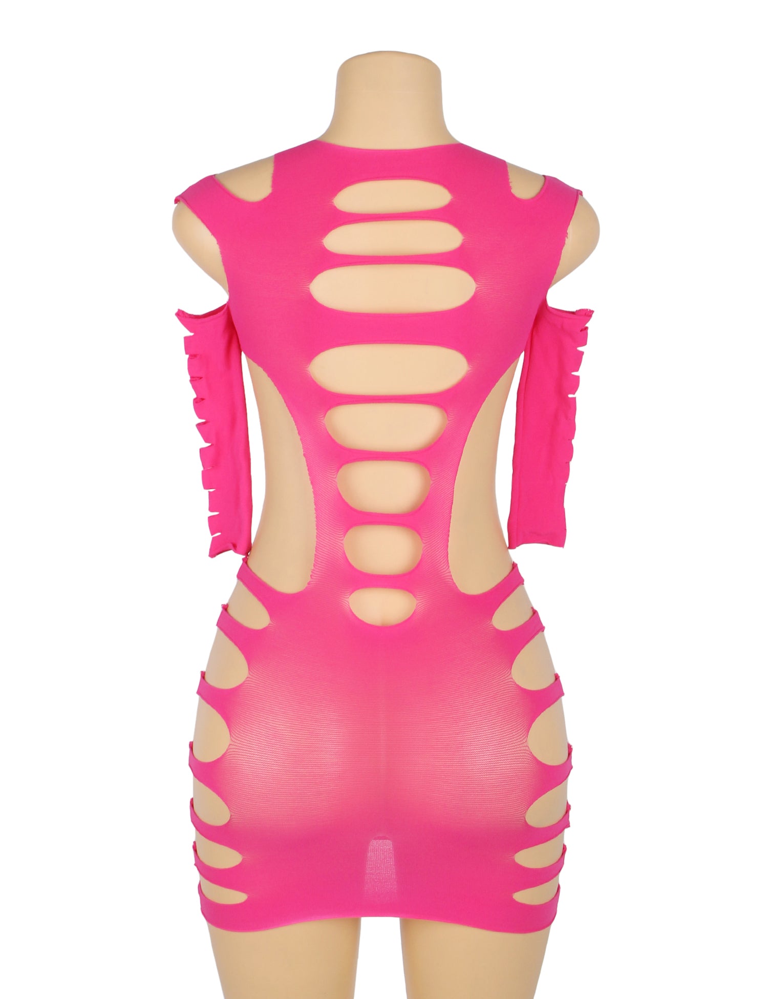 Rose Sexy Long Sleeves Hollow Out Bodystocking