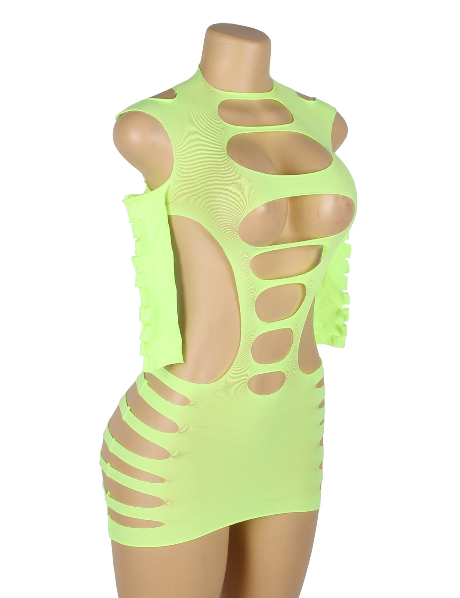 Green Sexy Long Sleeves Hollow Out Bodystocking
