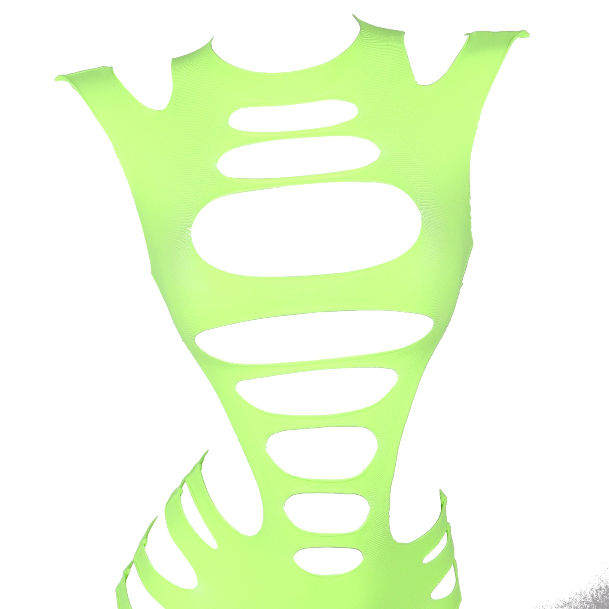 Green Sexy Long Sleeves Hollow Out Bodystocking