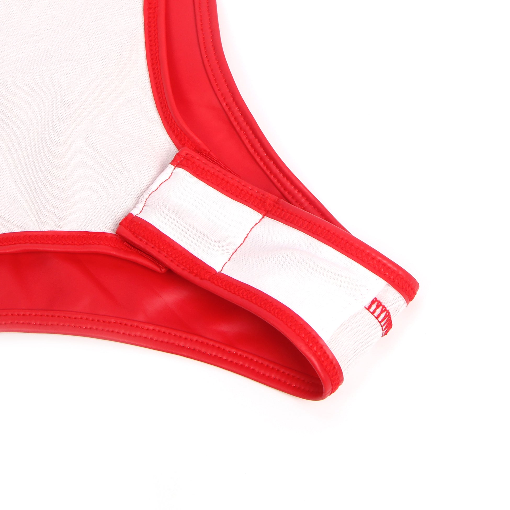 Red Sexy PU Leather Sleeveless Open Bust bodysuit