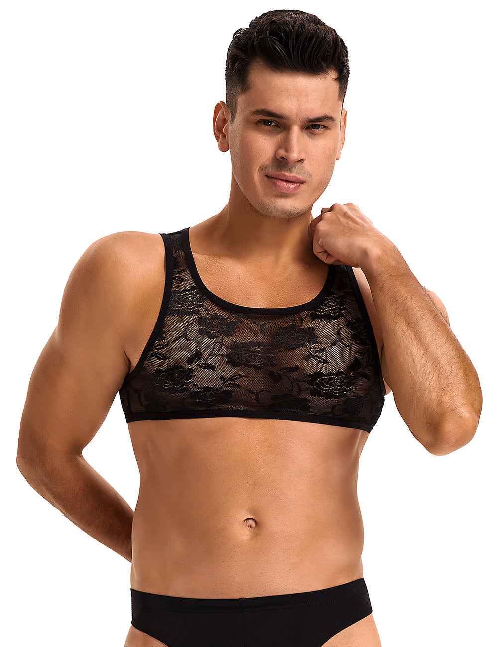 Black Men Sexy Lace Lingerie Top
