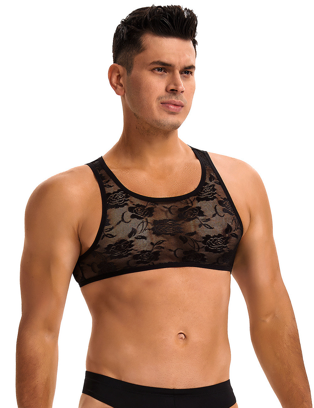 Black Men Sexy Lace Lingerie Top