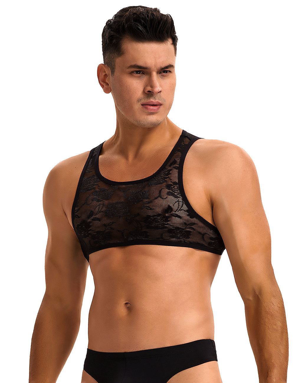Black Men Sexy Lace Lingerie Top