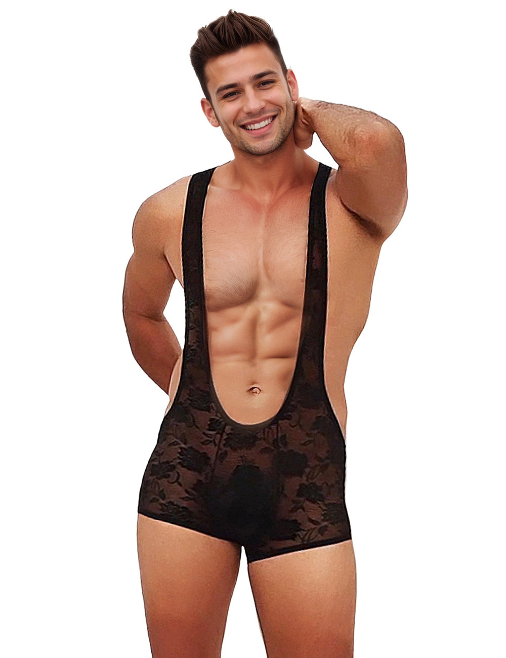 Black Men Sexy Lace Bodysuit