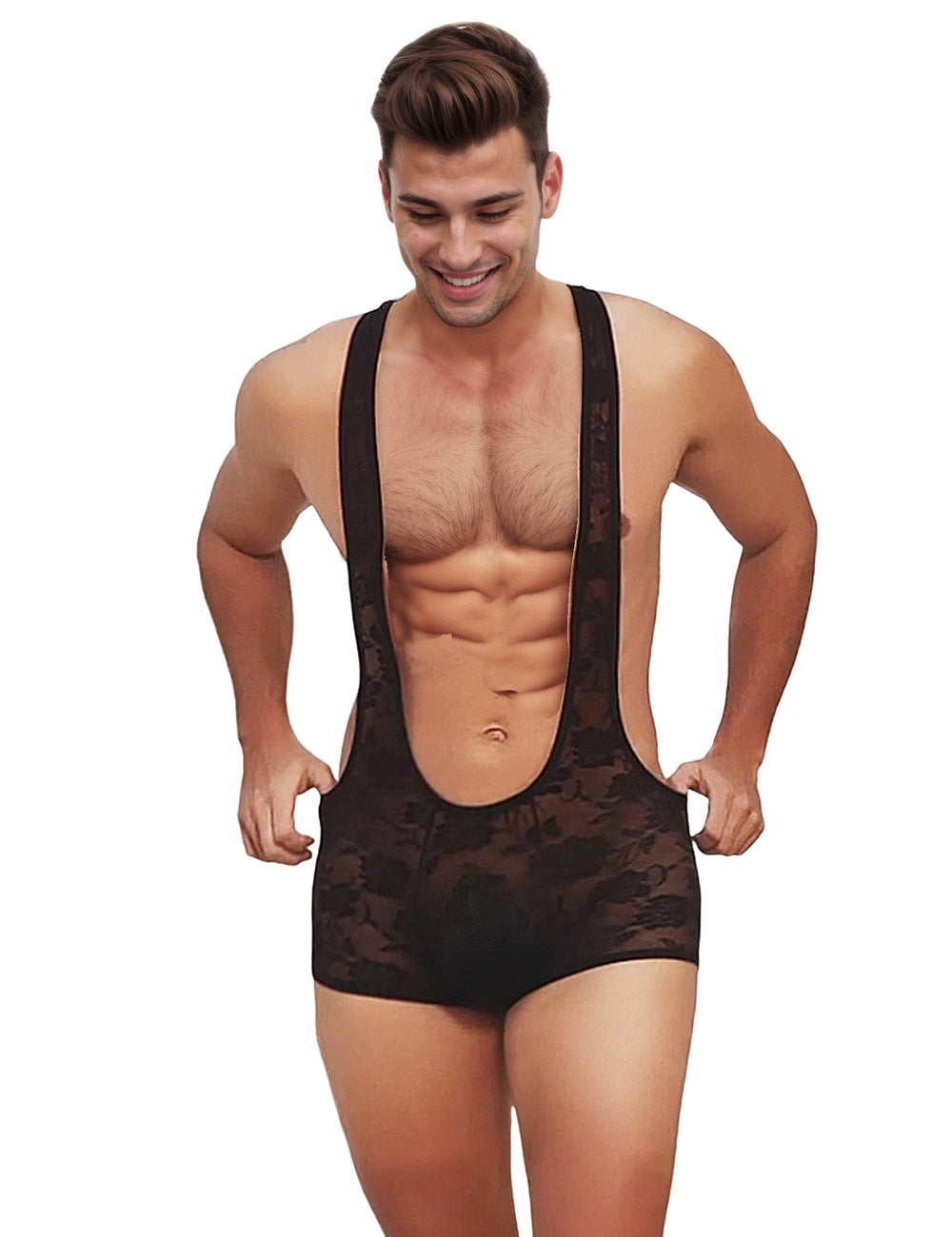 Black Men Sexy Lace Bodysuit