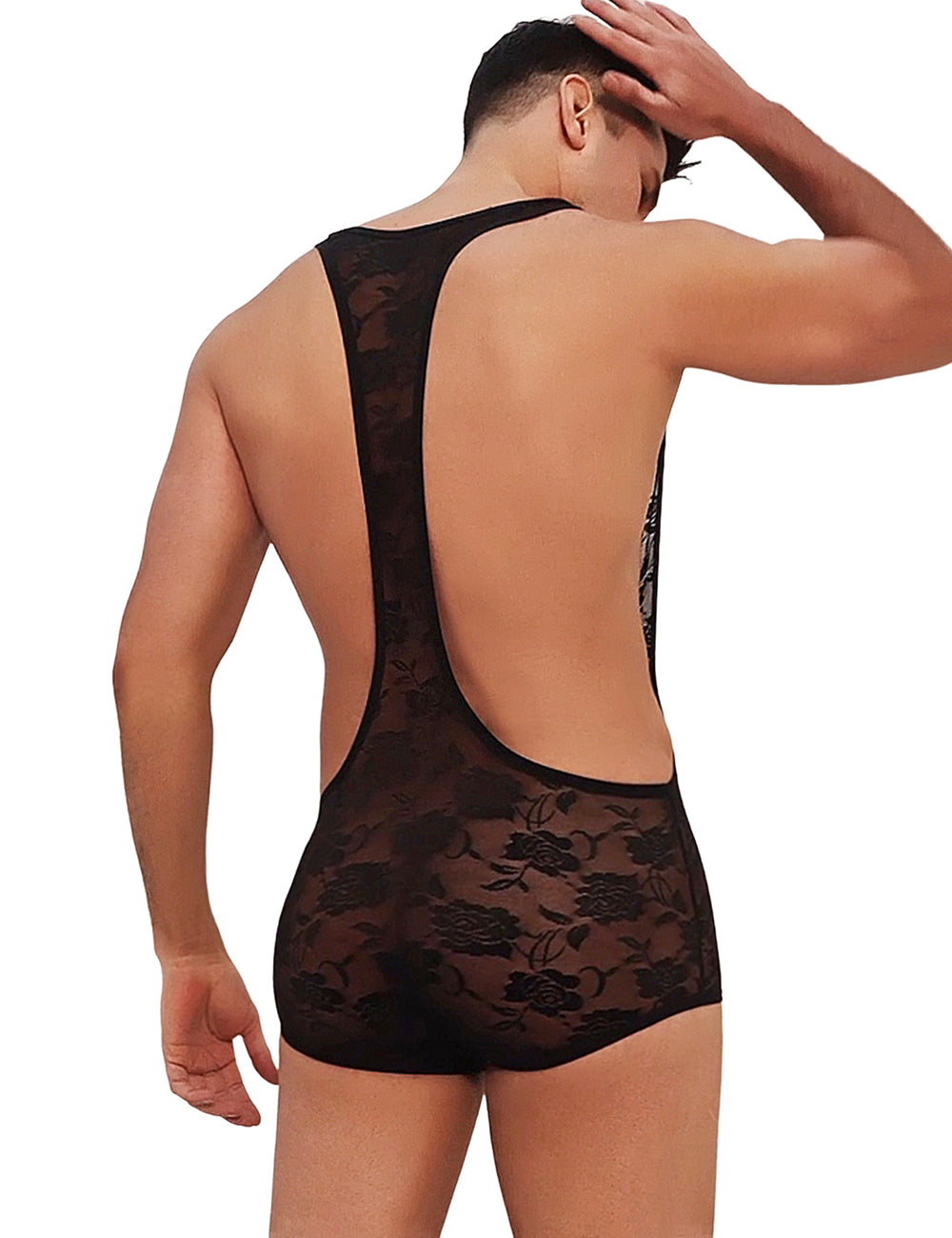 Black Men Sexy Lace Bodysuit