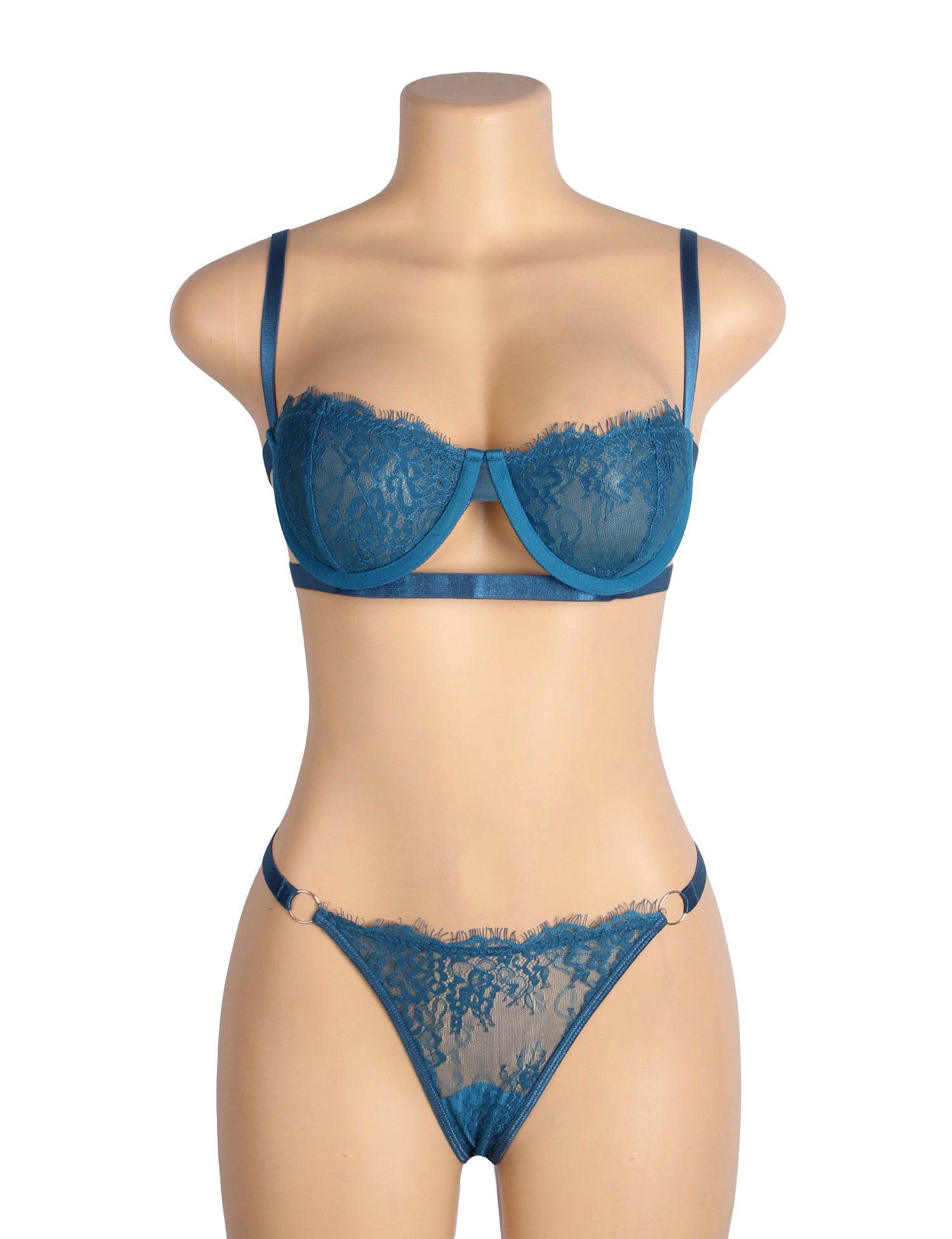 Blue Sexy Lace Bra Set