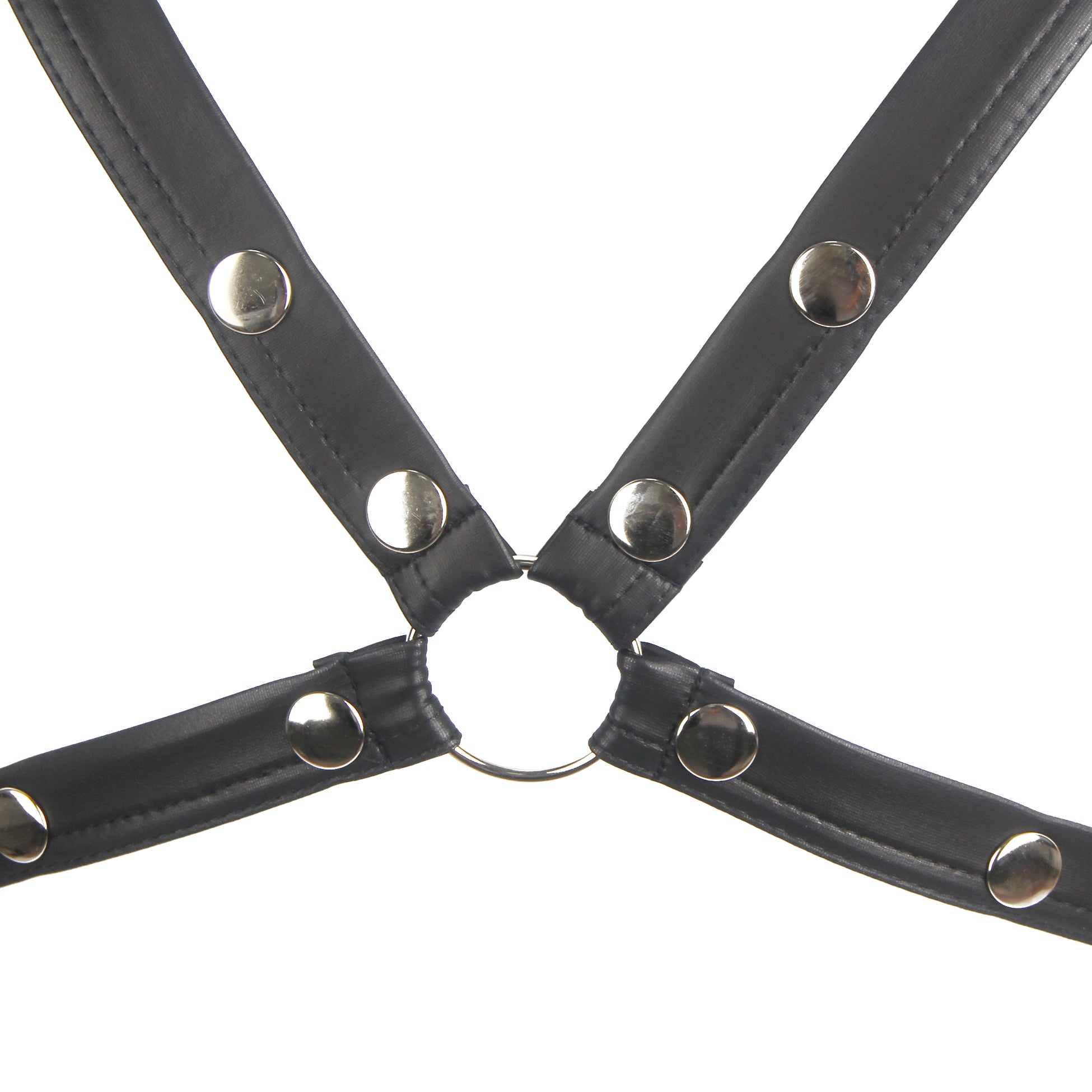 Black Sexy Faux Leather Harness Zipper Men Bodysuit Lingerie