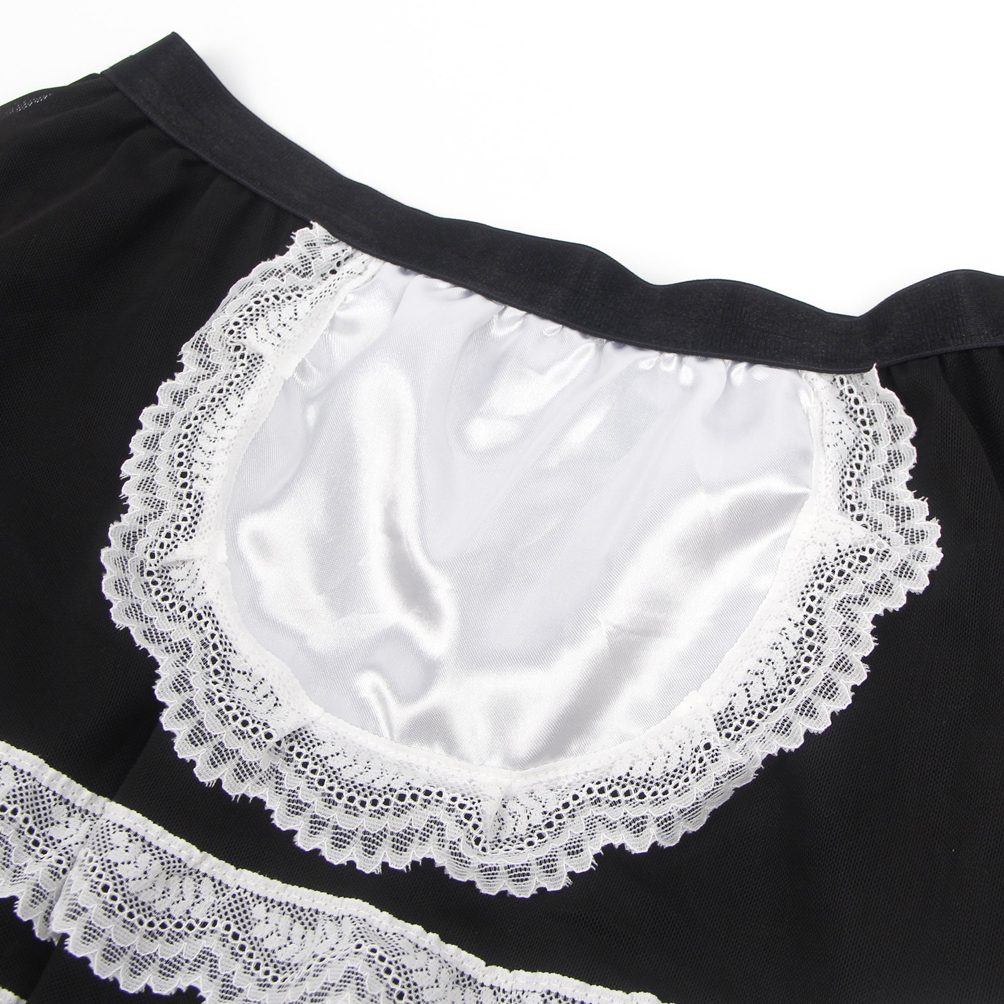 Black Sexy PU Leather Mesh Maid Costume