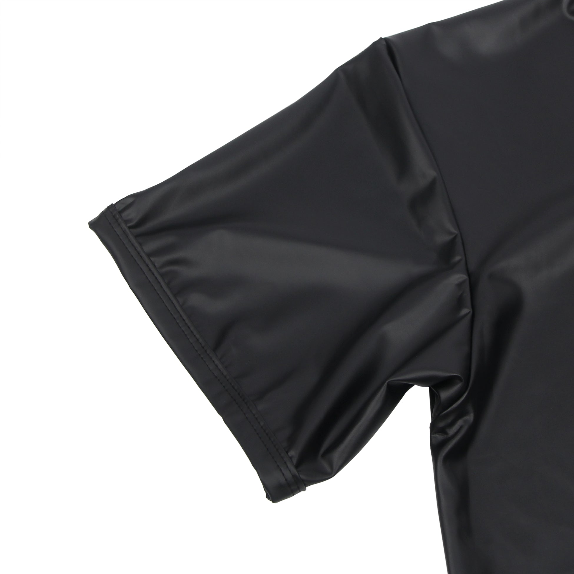 Black Men PU Leather Short Sleeves T-Shirt Top