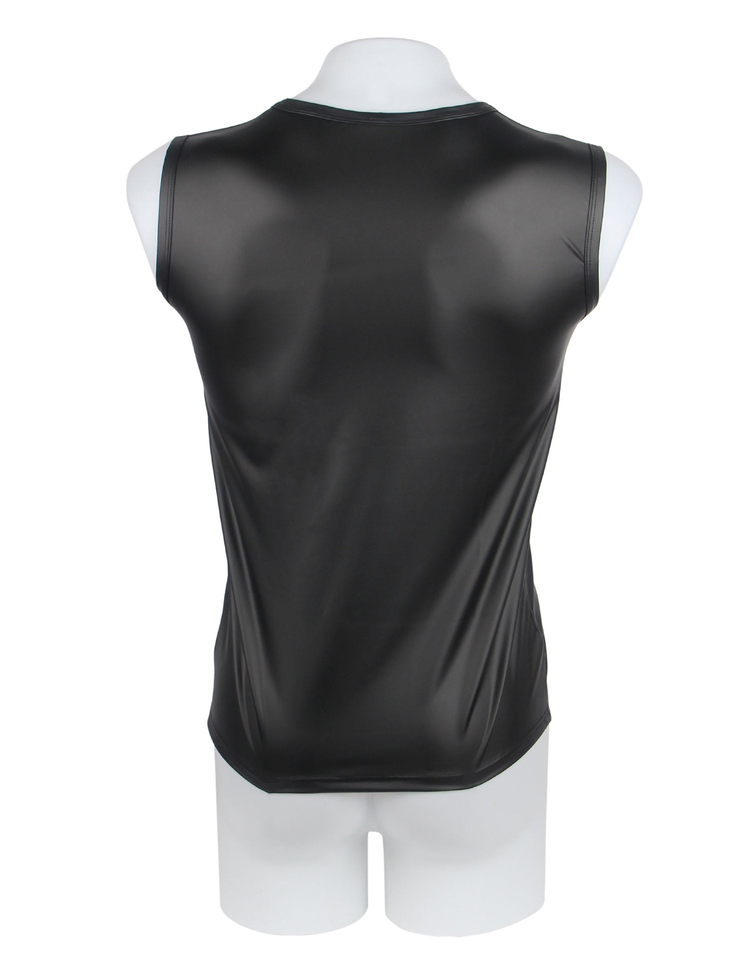 Black Men PU Leather Sleeveless T-Shirt Top