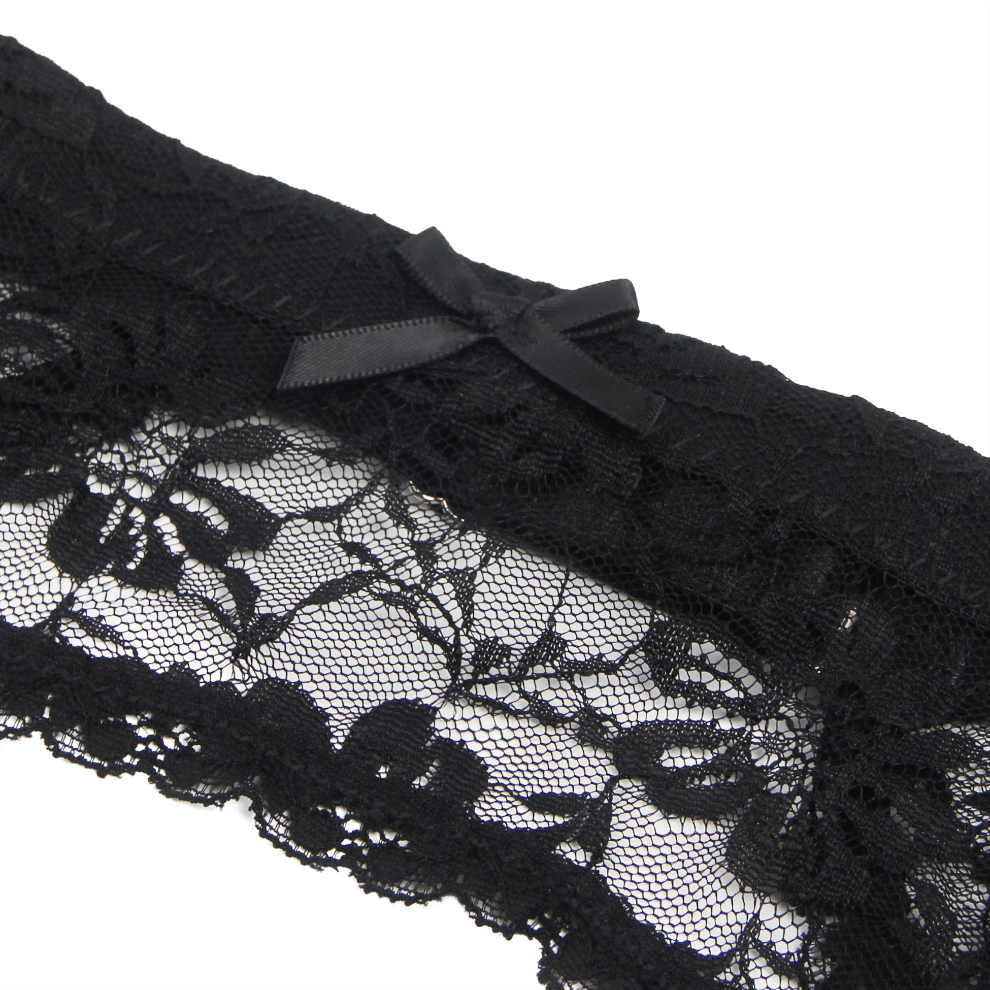 Black Sexy Lace Metal Clips Garter Panty