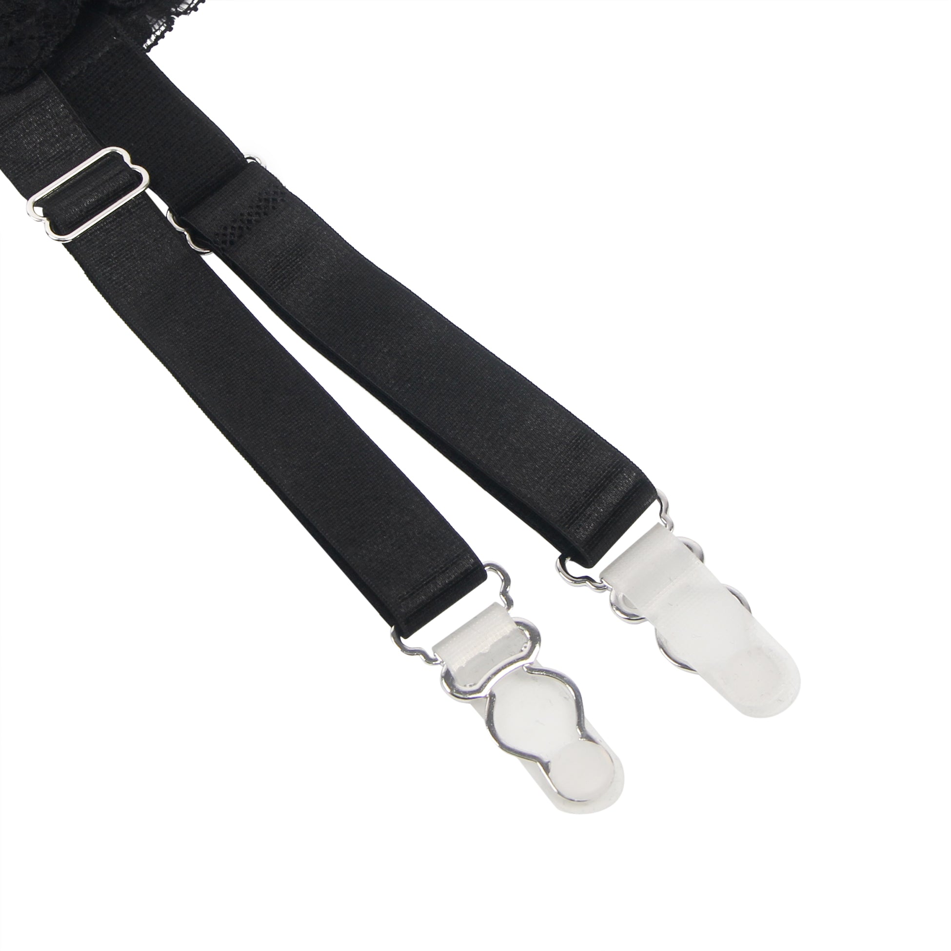 Black Sexy Lace Metal Clips Garter Panty