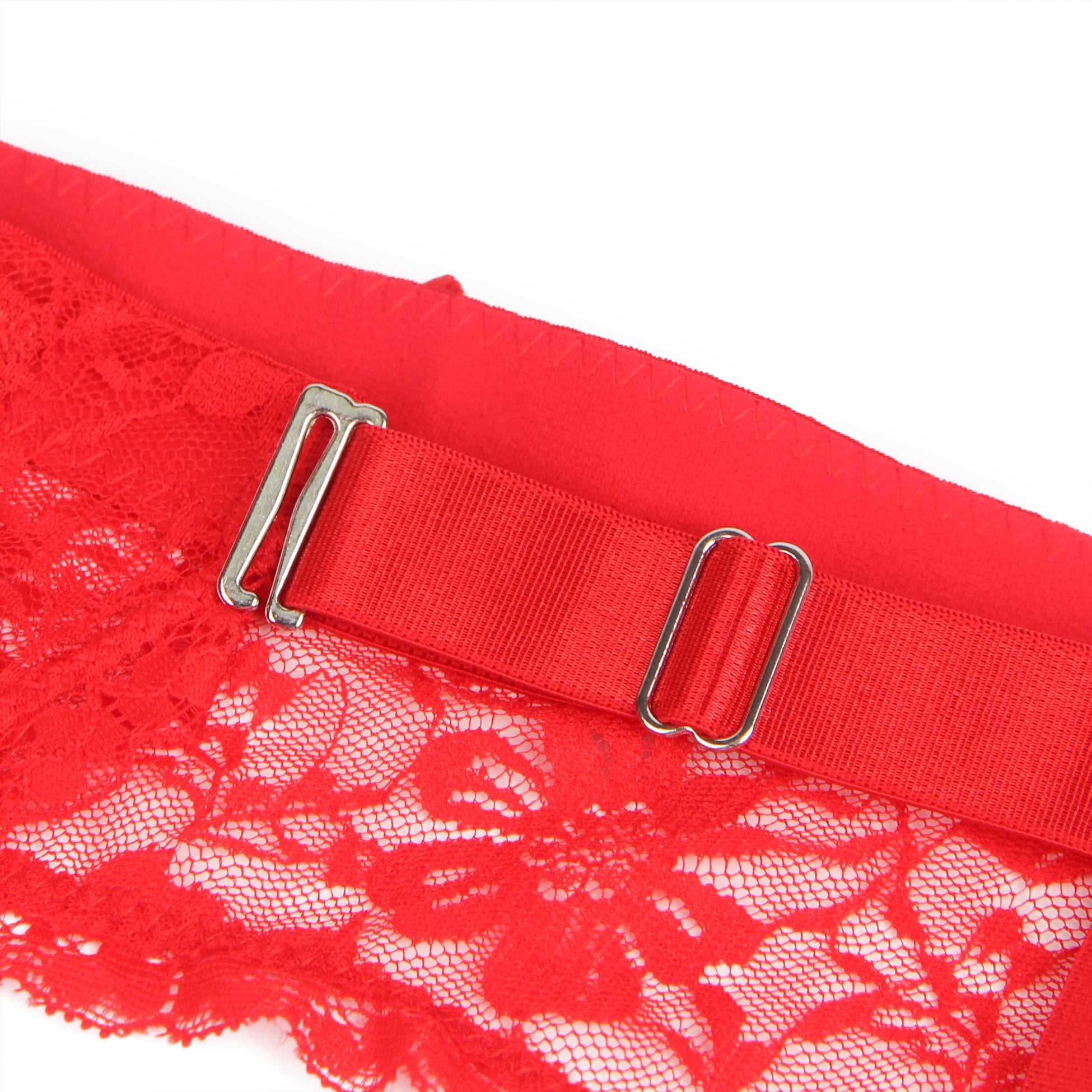 Red Sexy Lace Metal Clips Garter Panty