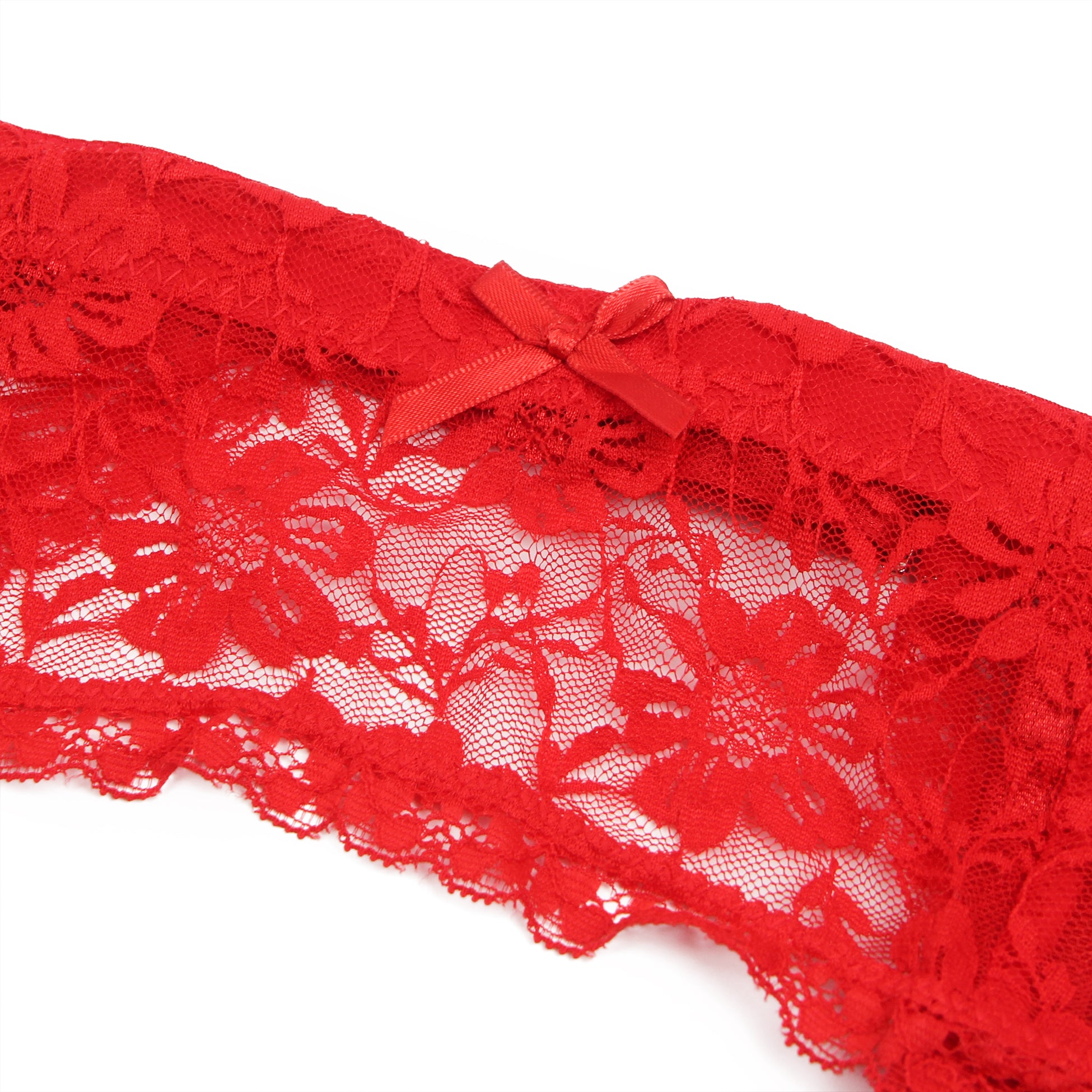 Red Sexy Lace Metal Clips Garter Panty