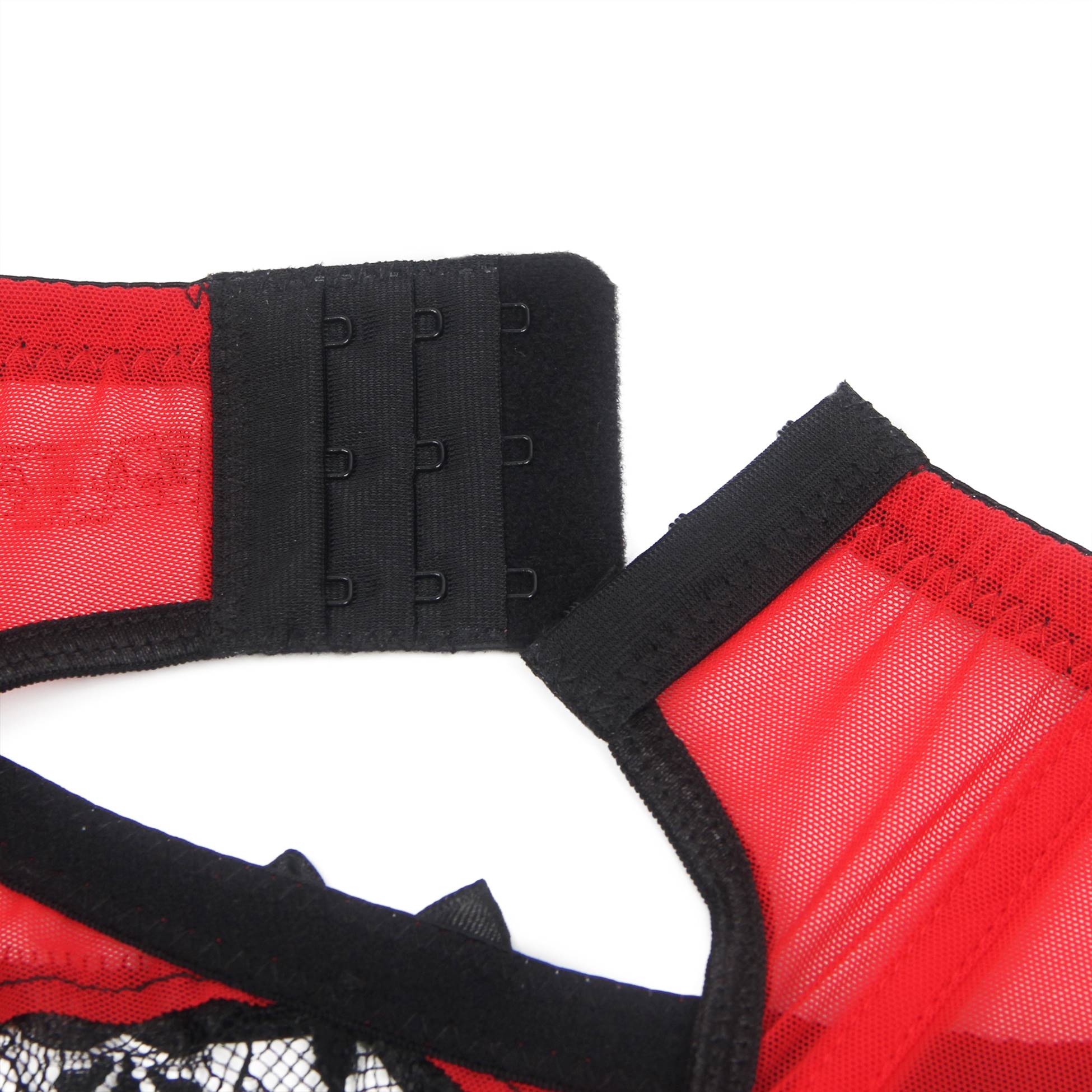 Red Sexy Eyelash Lace Metal Clips Garter Panty