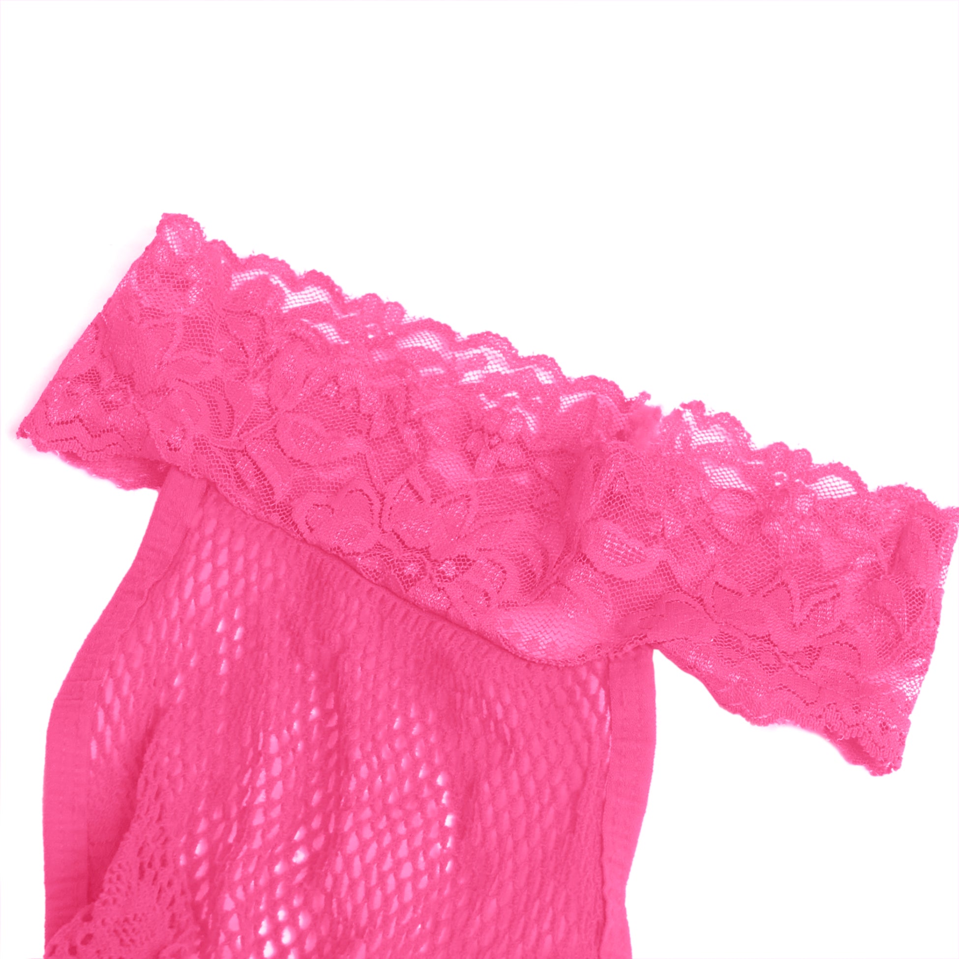 Rose Lace and Fishnet Turtleneck Bodystocking
