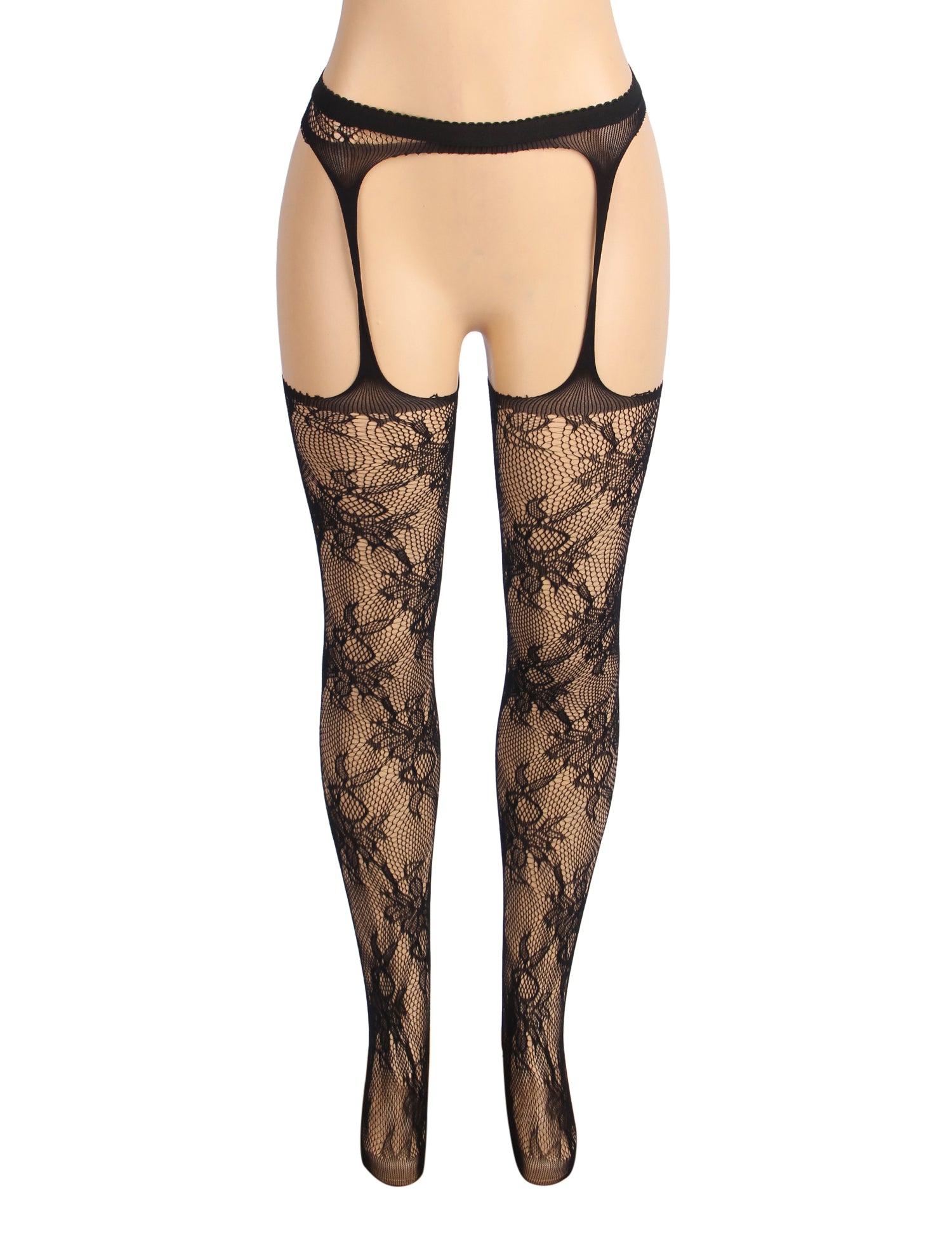 Black Sexy Floral Fishnet Pantyhose Tights