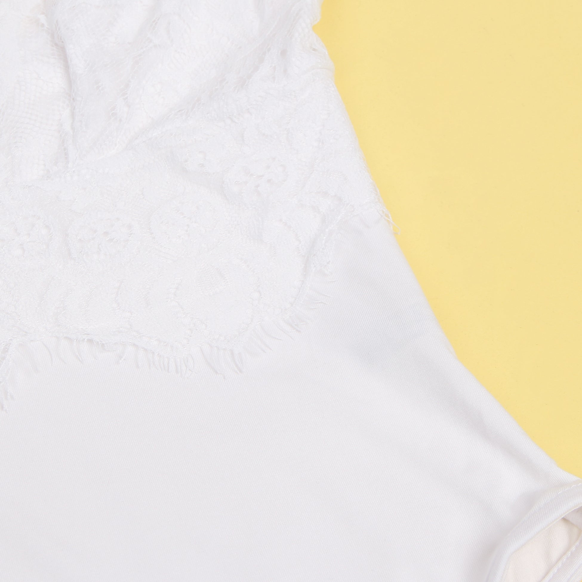 White Sexy Eyelash Lace Open Crotch Sleeveless Bodysuit