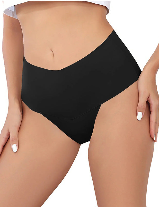 Black Sexy Ice Silk High Waist Seamless Panty