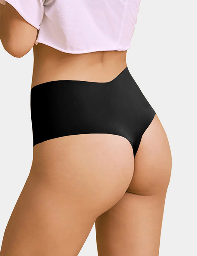 Black Sexy Ice Silk High Waist Seamless Panty