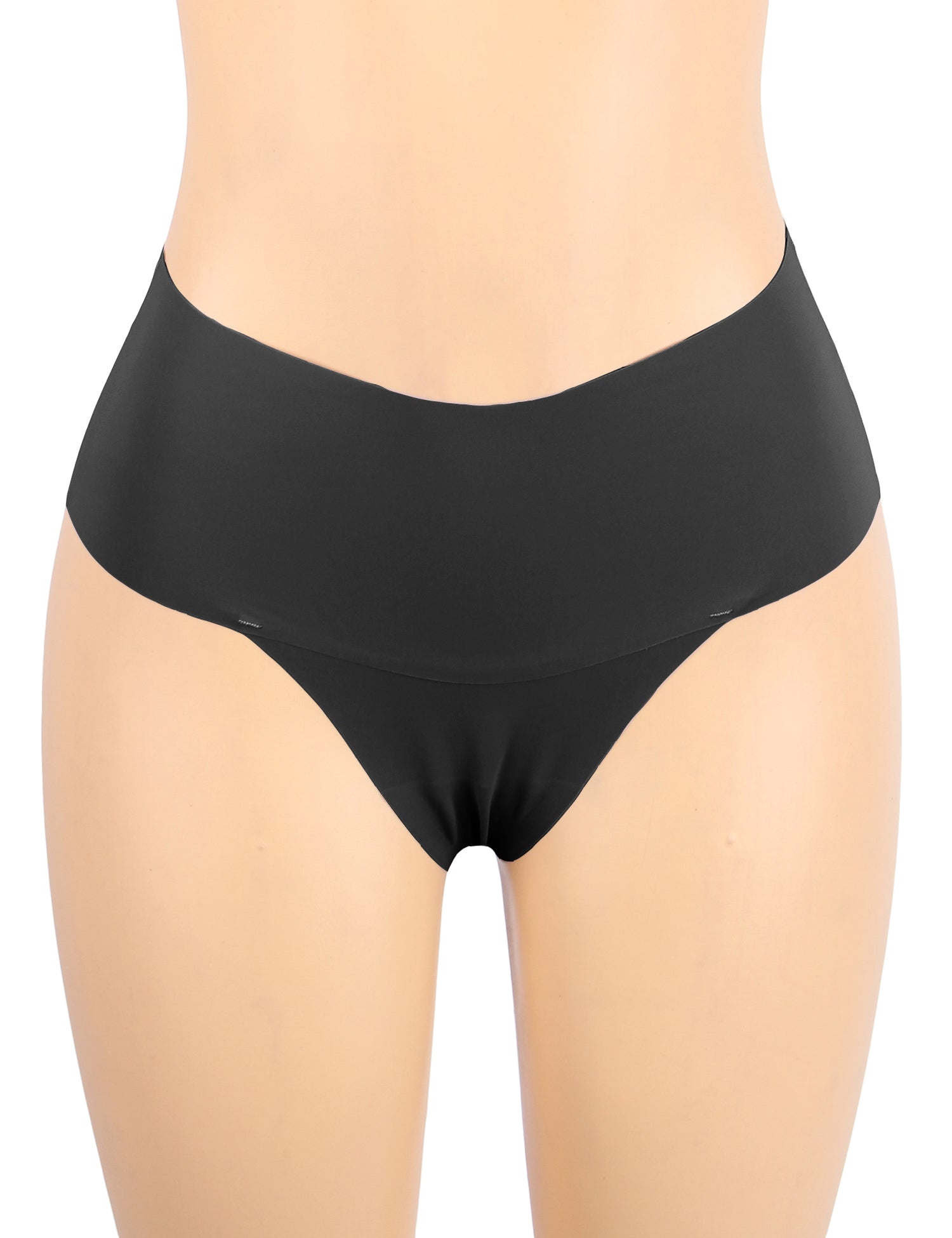 Black Sexy Ice Silk High Waist Seamless Panty